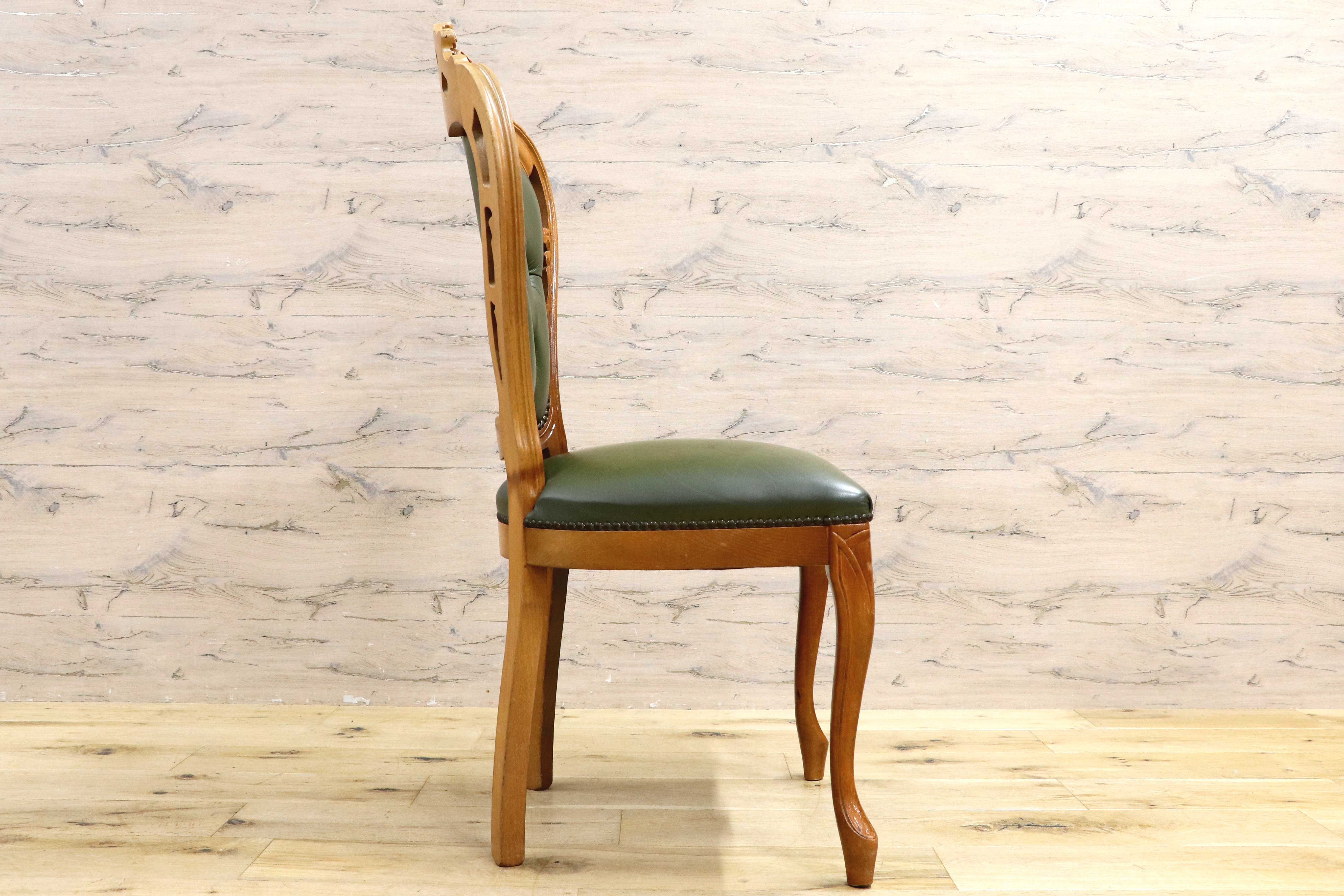 GMIH328B○イタリア ヴィンテージ ヨーロピアン ヴェローナクラシック ダイニングチェア 革張り 猫脚 ヨーロッパ家具 アンティーク