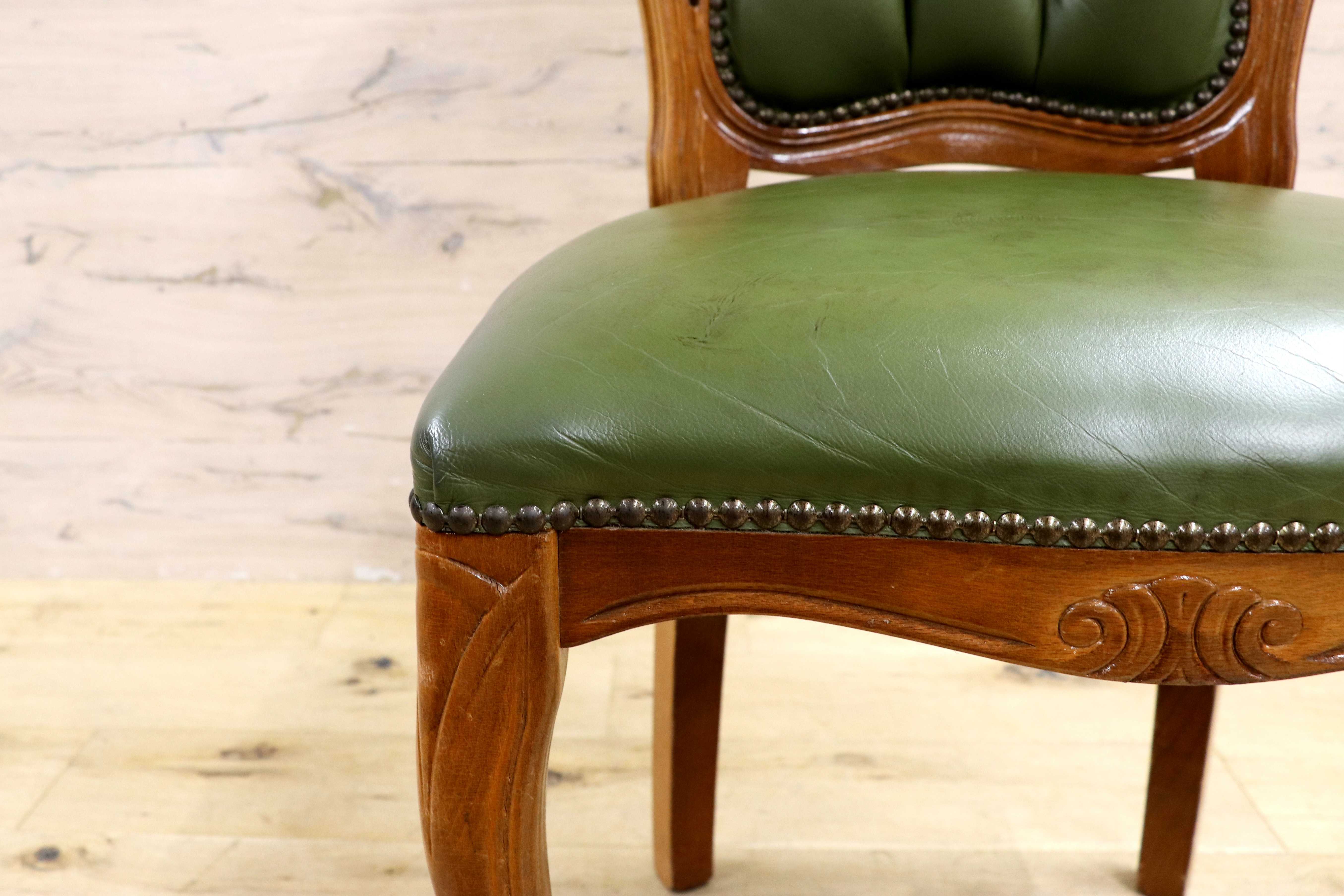 GMIH328B○イタリア ヴィンテージ ヨーロピアン ヴェローナクラシック ダイニングチェア 革張り 猫脚 ヨーロッパ家具 アンティーク