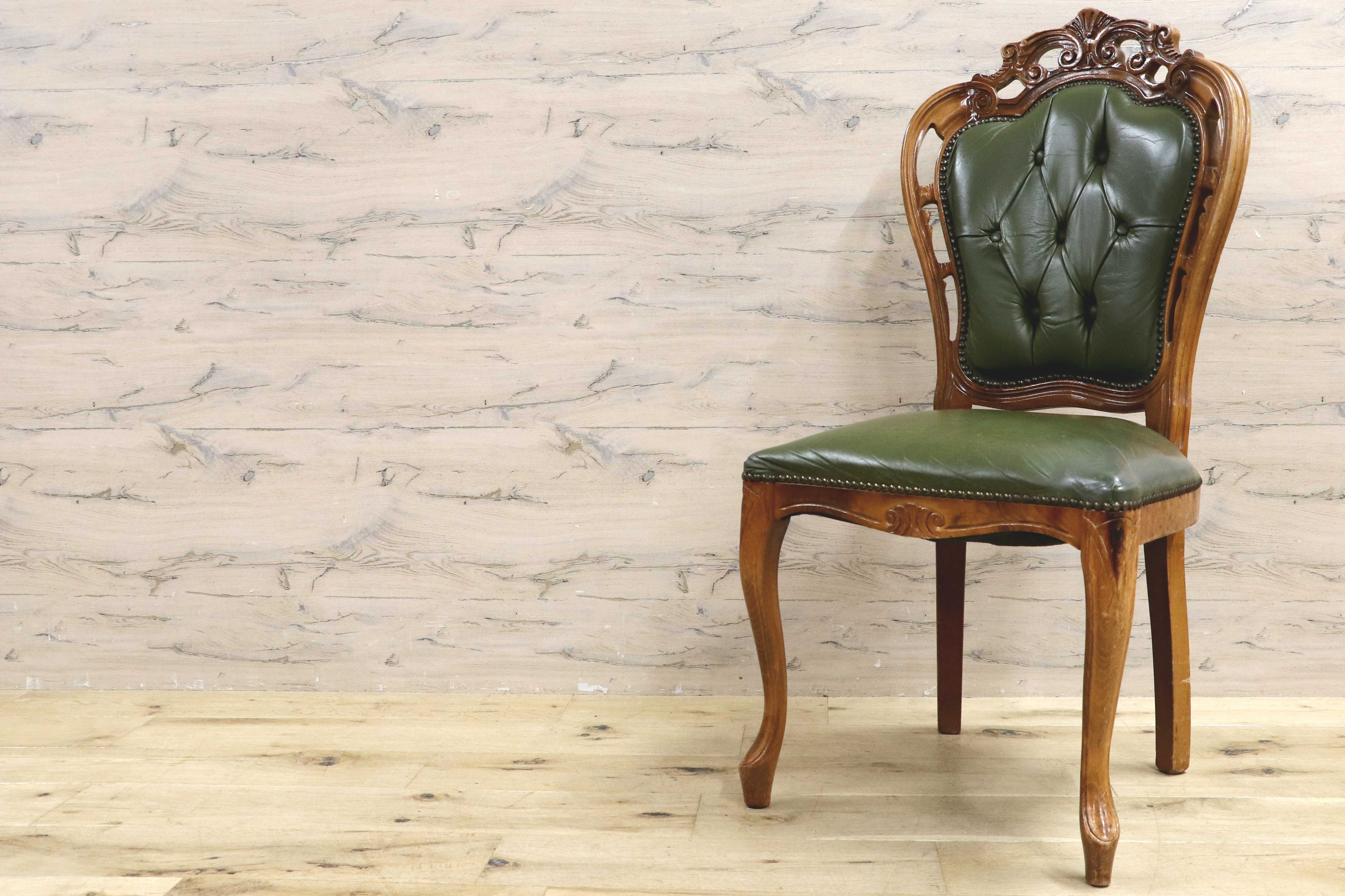 GMIH328C○イタリア ヴィンテージ ヨーロピアン ヴェローナクラシック ダイニングチェア 革張り 猫脚 ヨーロッパ家具 アンティーク