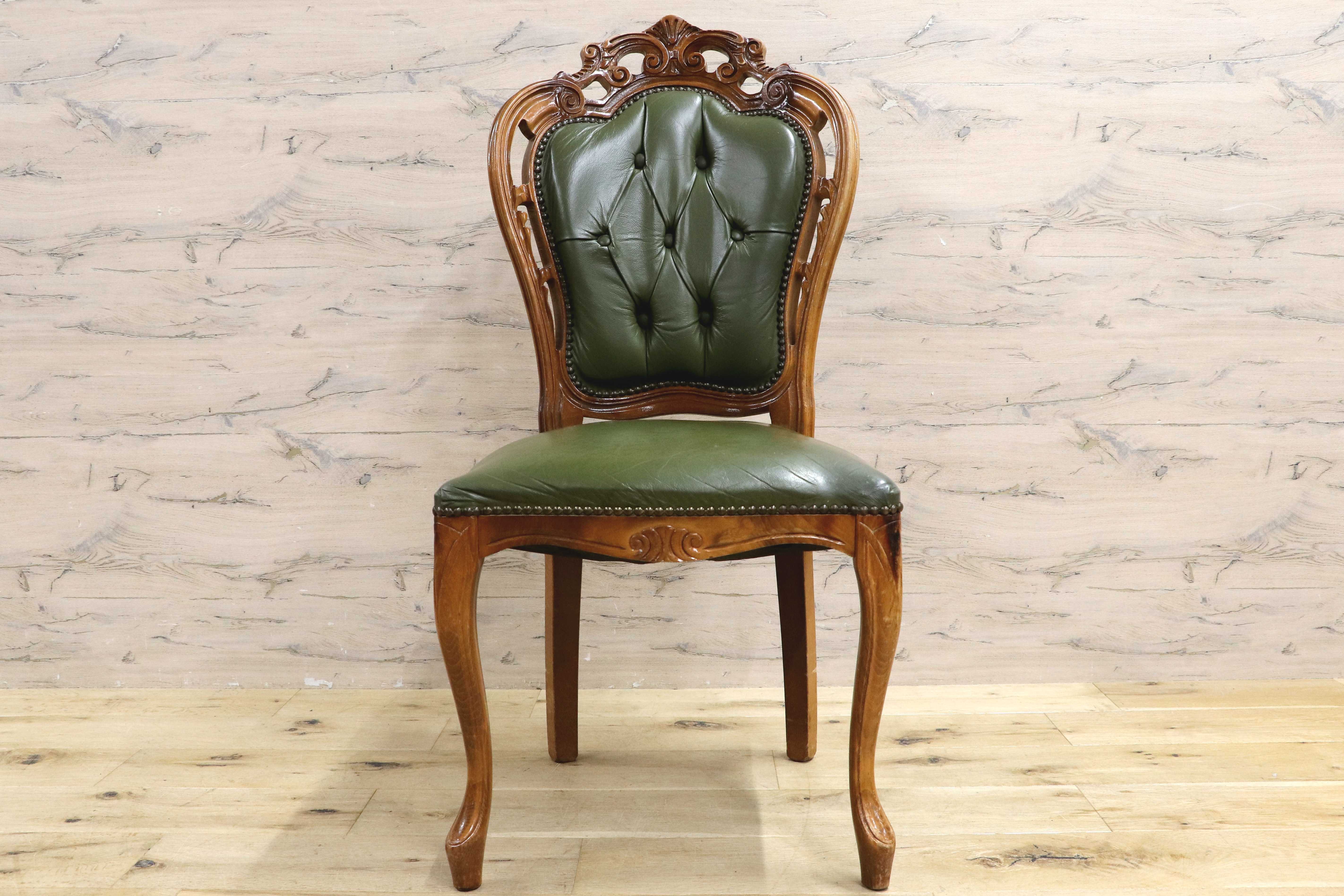 GMIH328C○イタリア ヴィンテージ ヨーロピアン ヴェローナクラシック ダイニングチェア 革張り 猫脚 ヨーロッパ家具 アンティーク