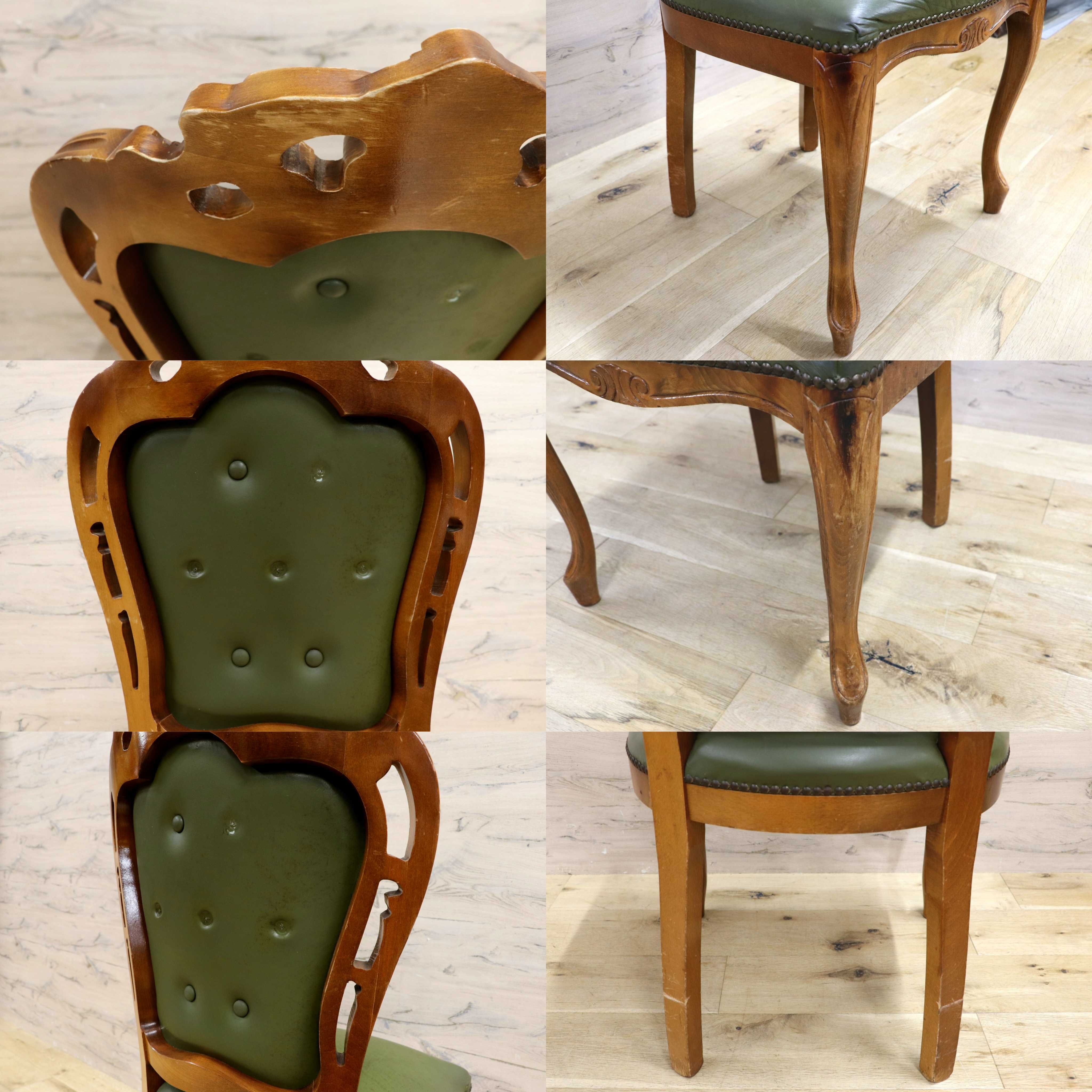 GMIH328C○イタリア ヴィンテージ ヨーロピアン ヴェローナクラシック ダイニングチェア 革張り 猫脚 ヨーロッパ家具 アンティーク