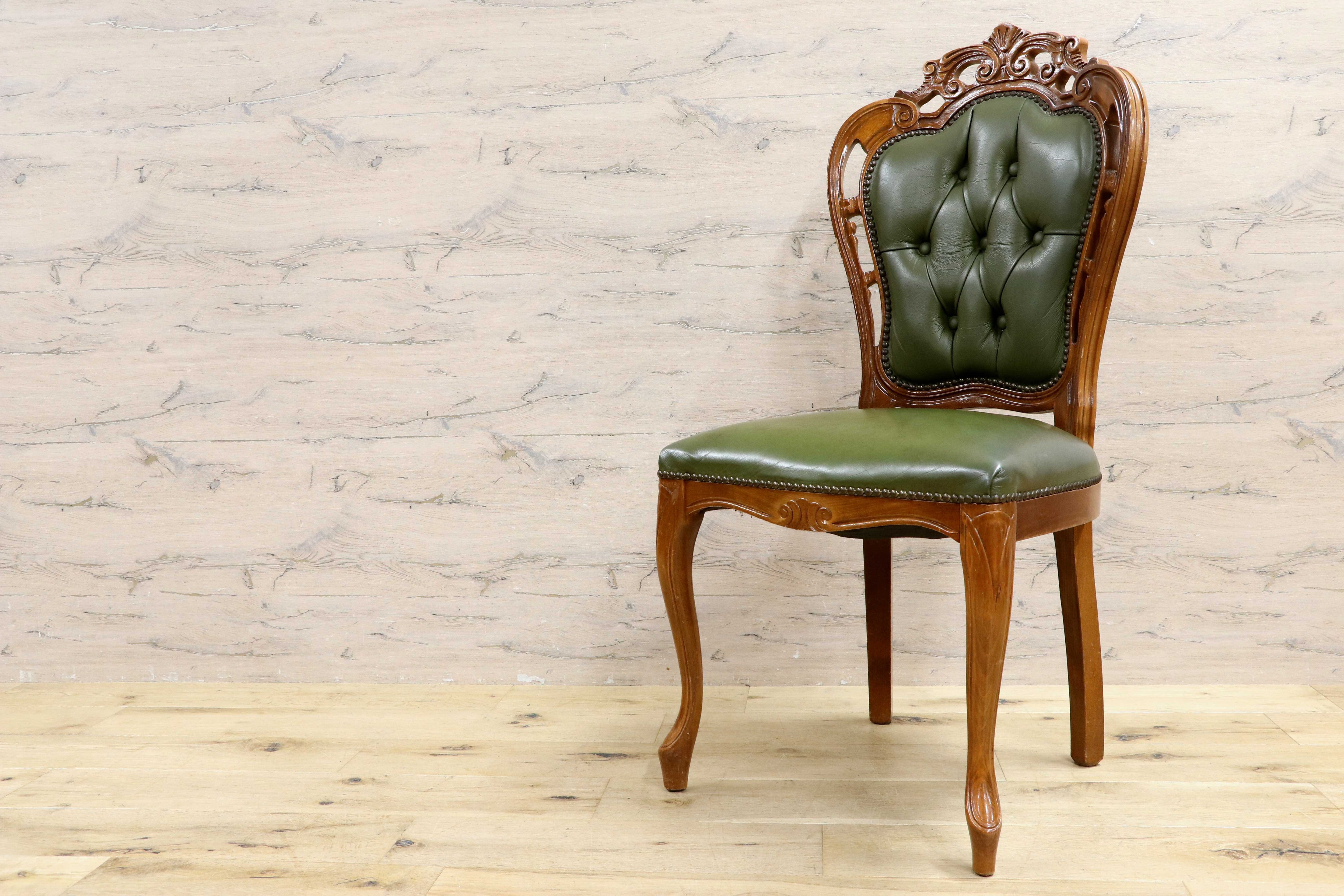 GMIH328D○イタリア ヴィンテージ ヨーロピアン ヴェローナクラシック ダイニングチェア 革張り 猫脚 ヨーロッパ家具 アンティーク