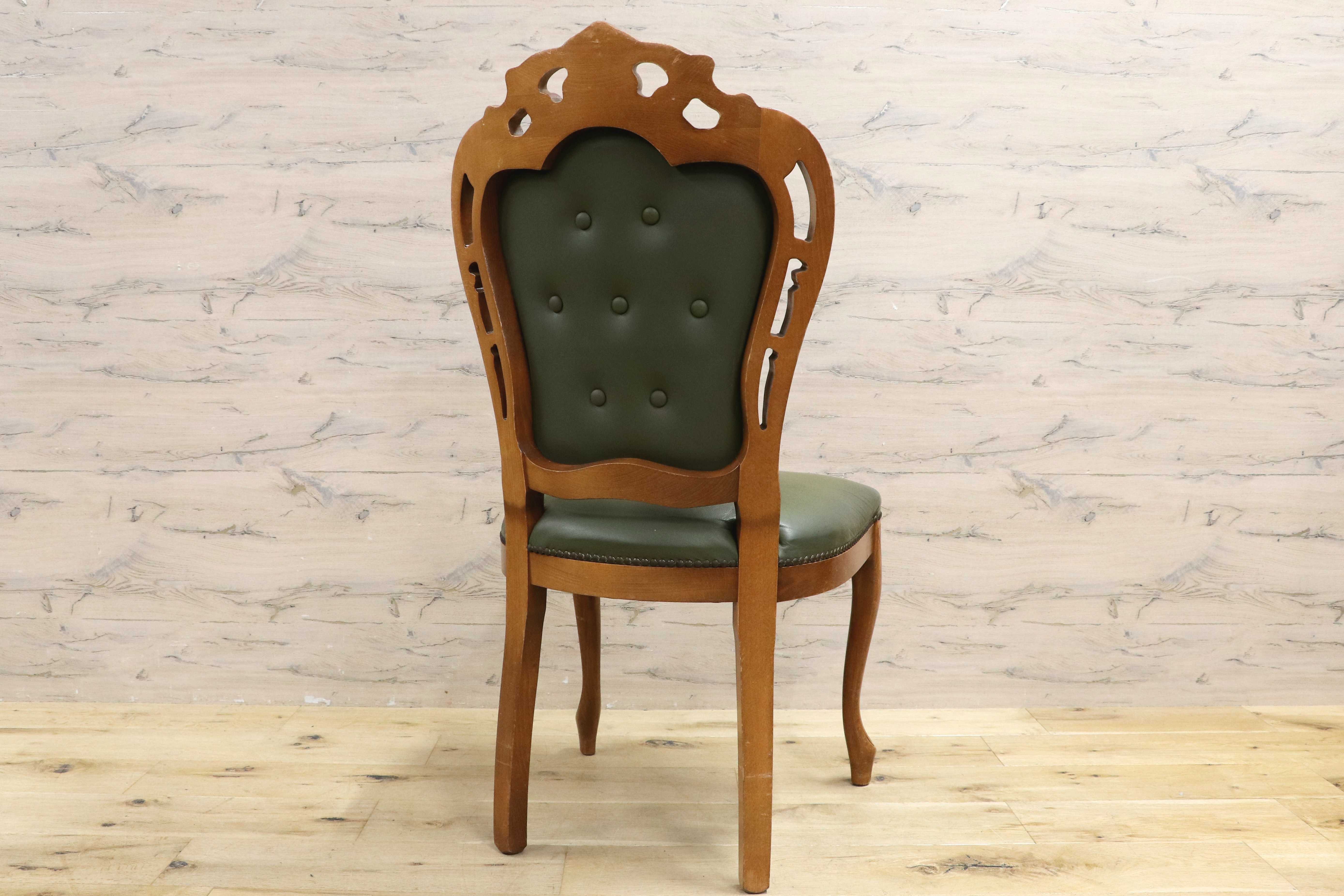 GMIH328D○イタリア ヴィンテージ ヨーロピアン ヴェローナクラシック ダイニングチェア 革張り 猫脚 ヨーロッパ家具 アンティーク