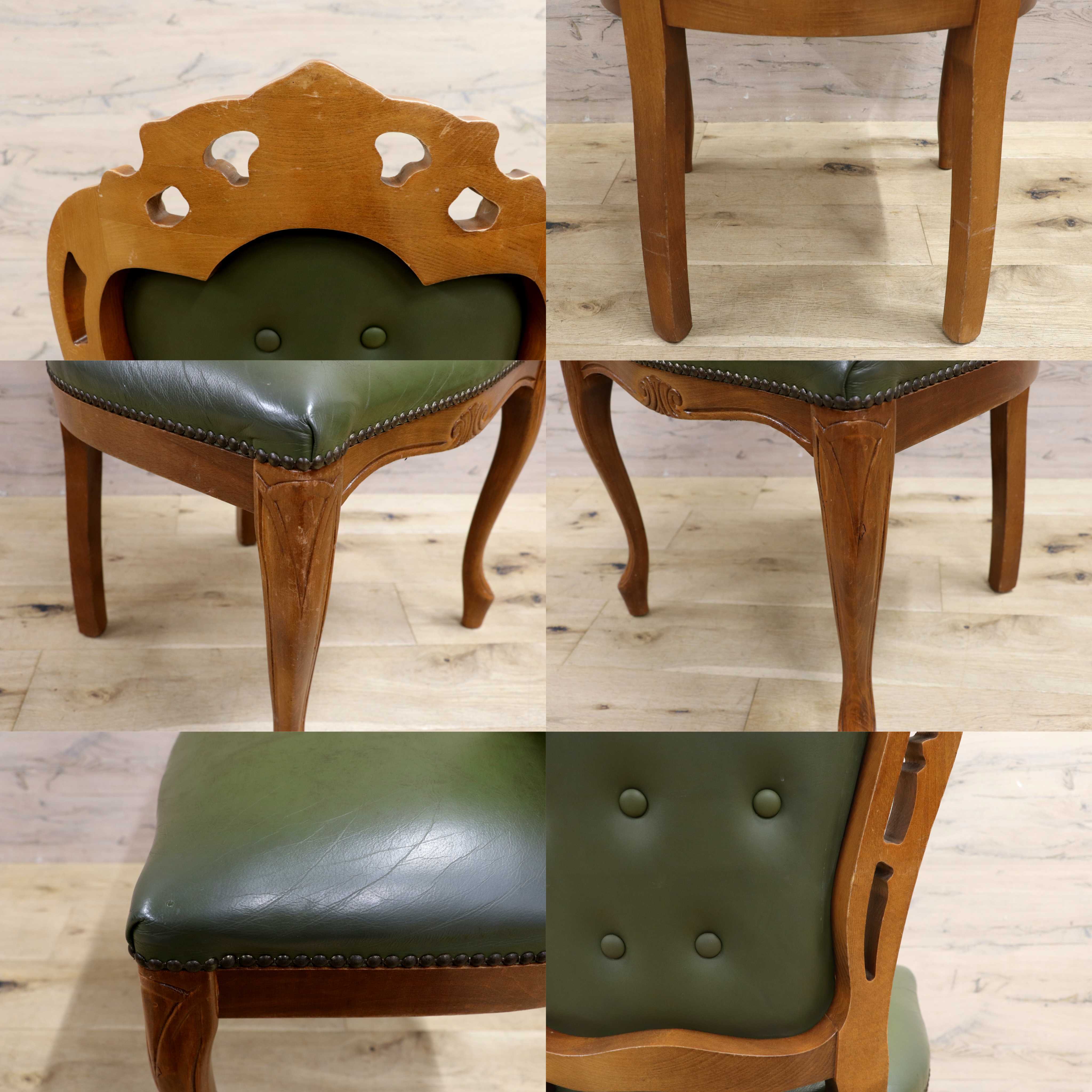 GMIH328D○イタリア ヴィンテージ ヨーロピアン ヴェローナクラシック ダイニングチェア 革張り 猫脚 ヨーロッパ家具 アンティーク