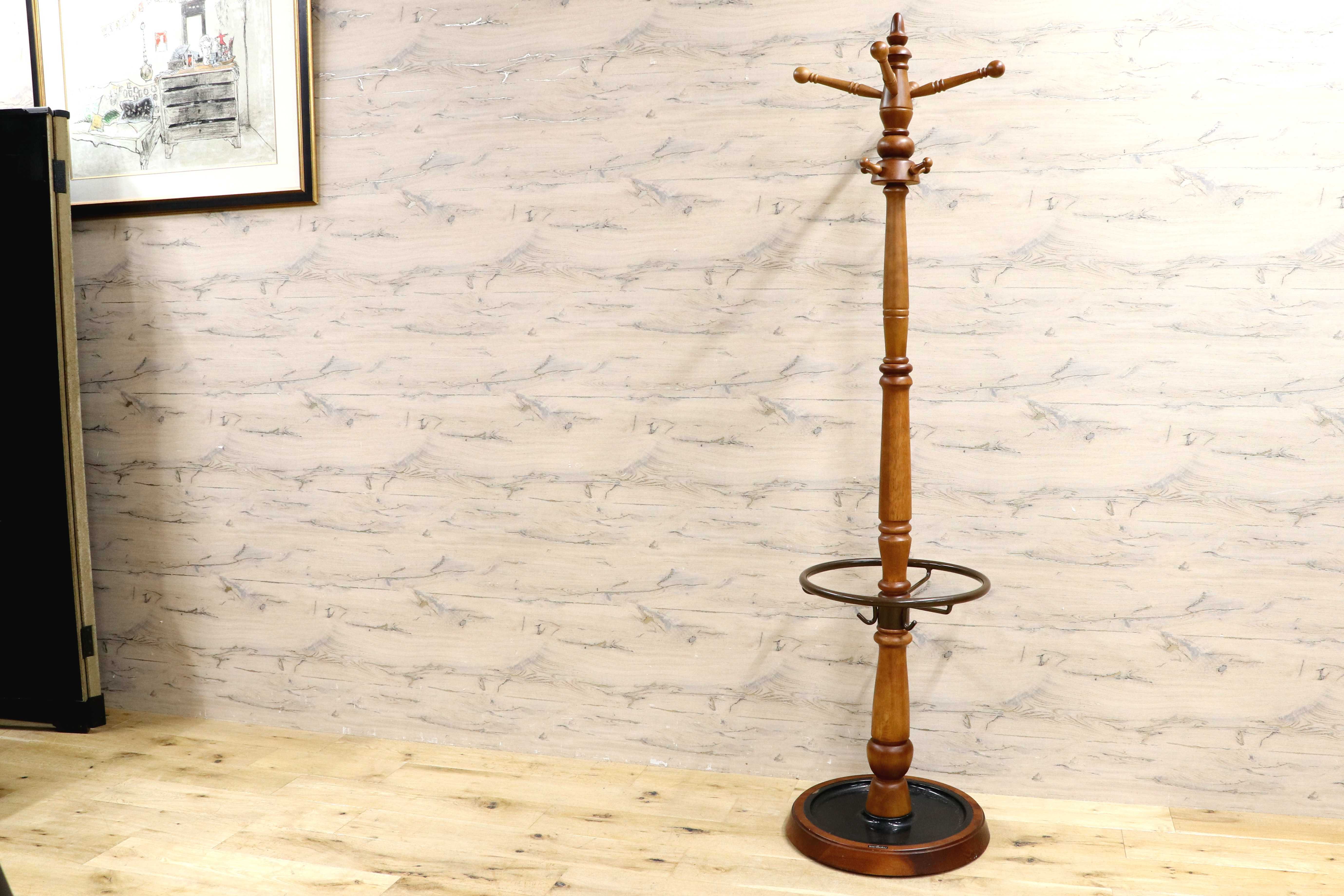 GMIK680○karimoku / カリモク コロニアル コートハンガー ポールハンガー 帽子掛け ポールスタンド 国産家具