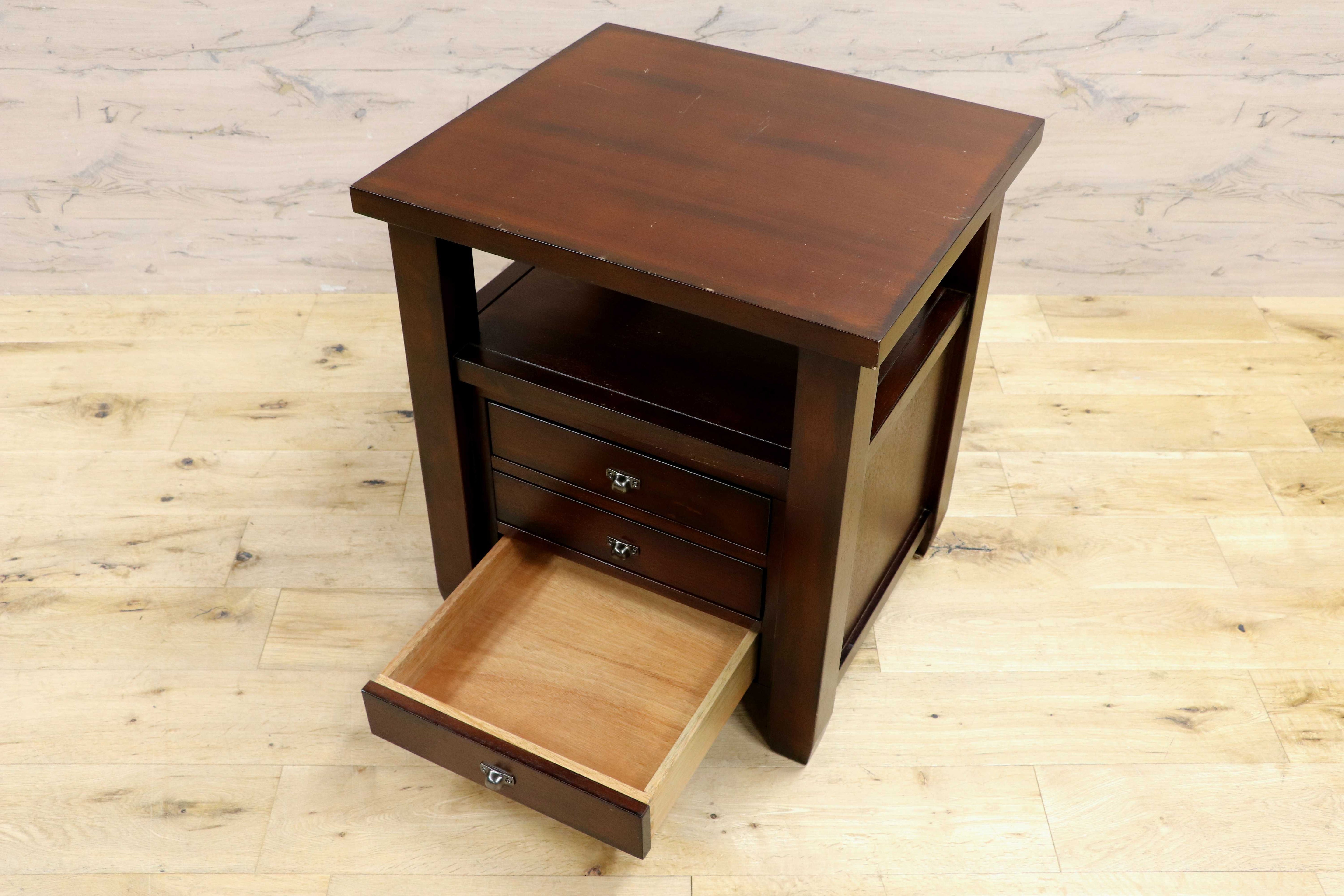 GMIK742○OUTLOOK クラシック 木製 サイドテーブル ナイトテーブル 引き出し ベッドサイド アンティーク