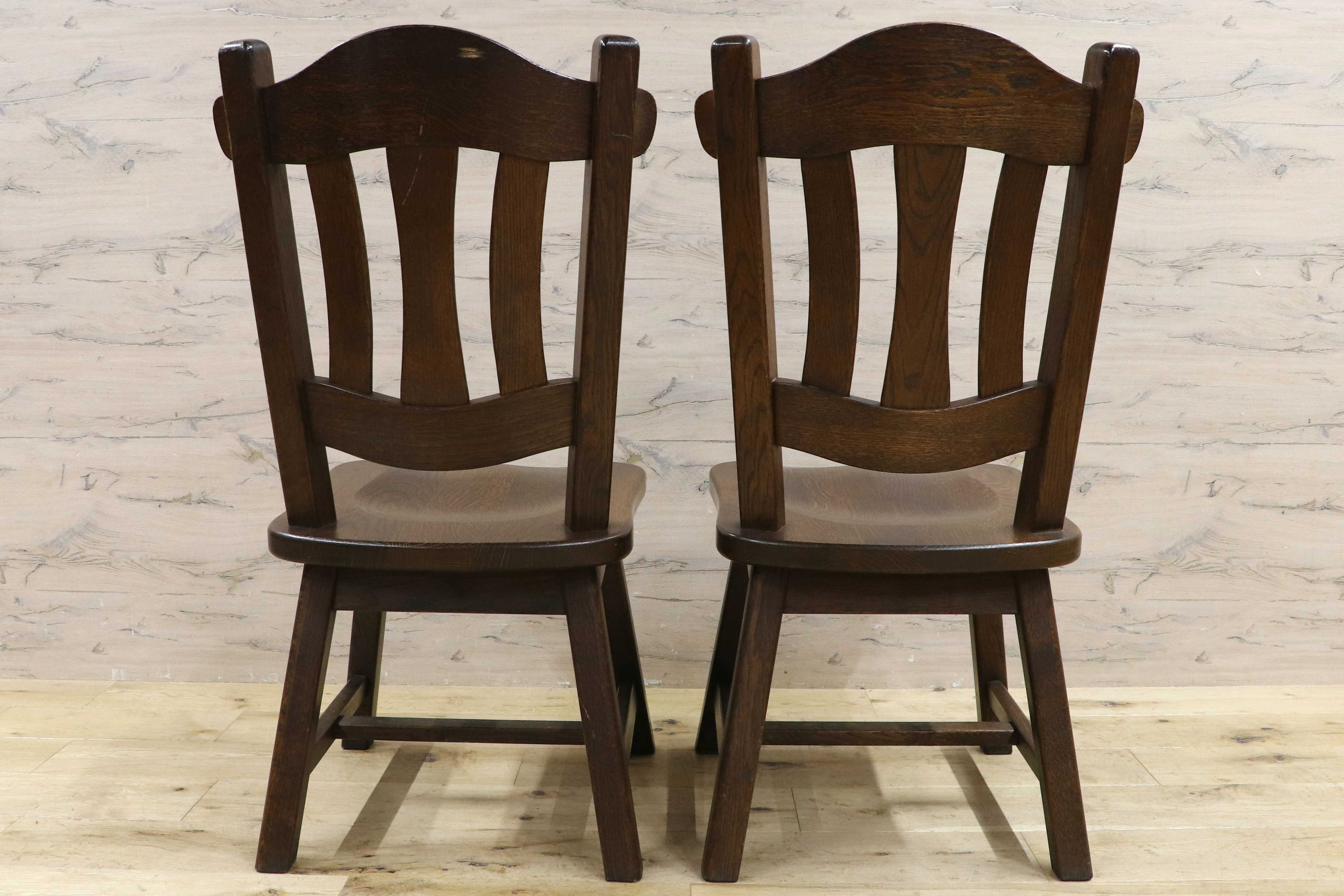 GMIK733A○起立木工 / KIRITSU MOKKO ダイニングチェア オランダ製 ダッチカントリー 椅子 オーク無垢材 アンティーク 2脚セット