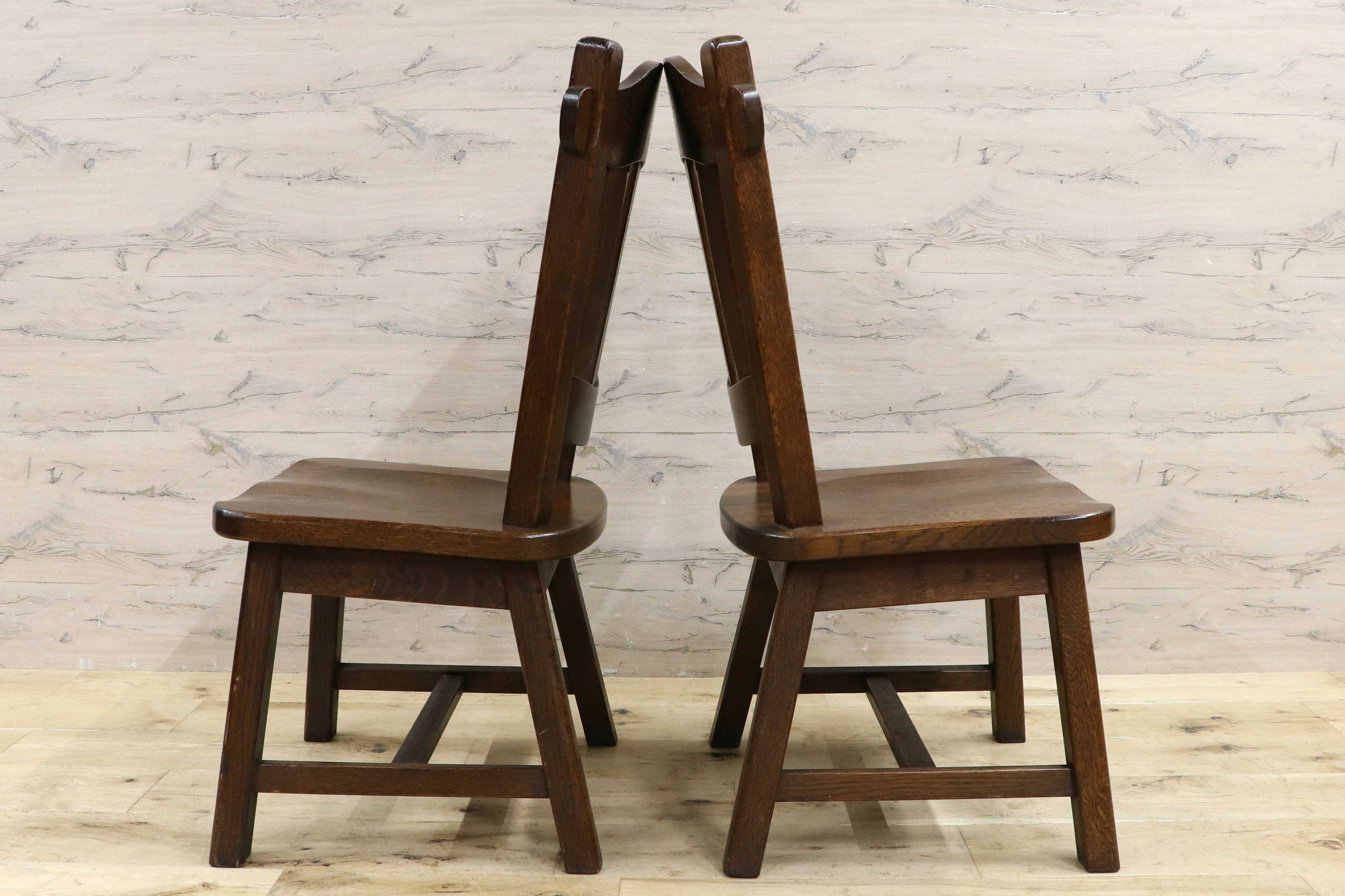 GMIK733A○起立木工 / KIRITSU MOKKO ダイニングチェア オランダ製 ダッチカントリー 椅子 オーク無垢材 アンティーク 2脚セット