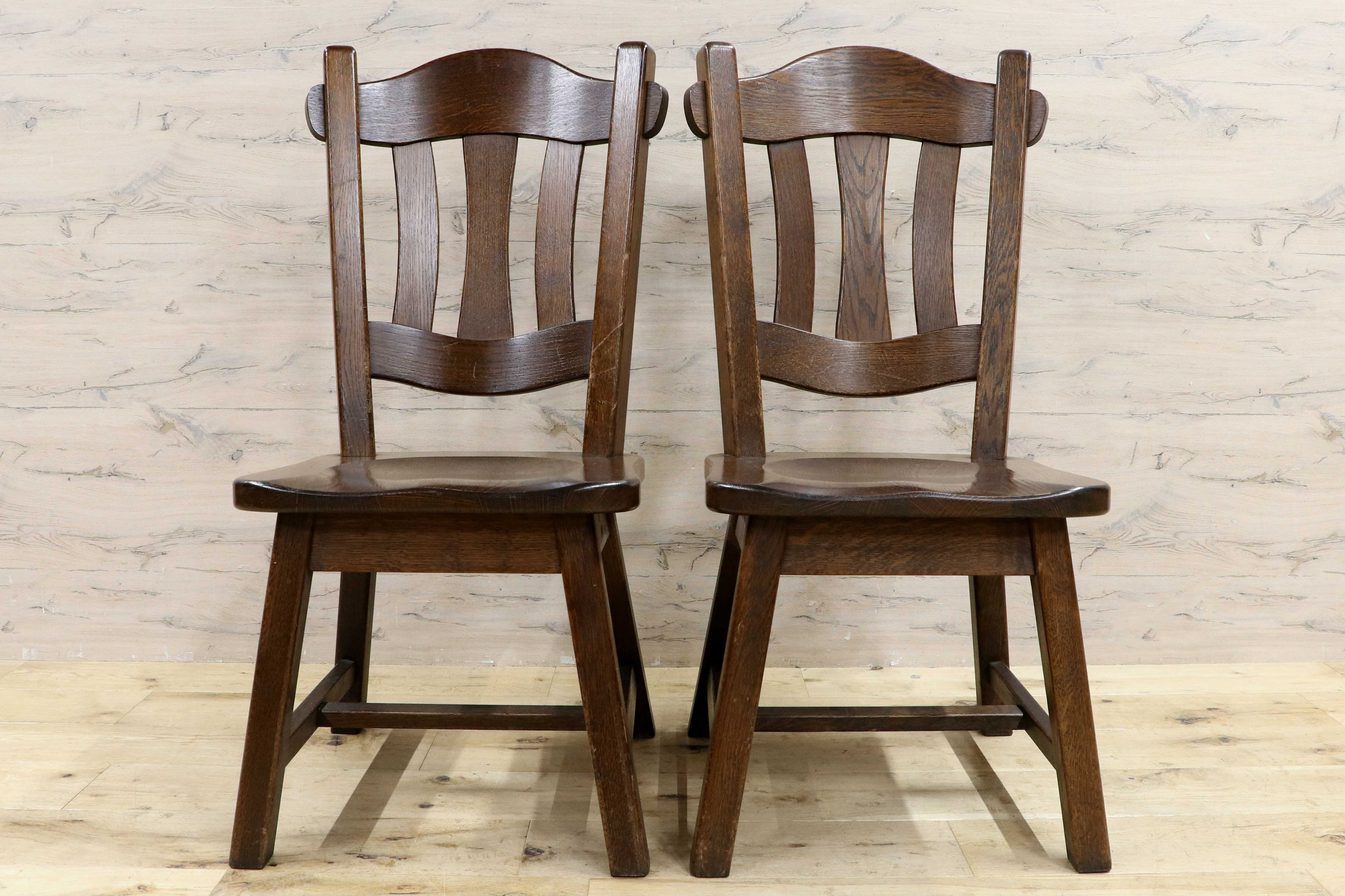 GMIK733A○起立木工 / KIRITSU MOKKO ダイニングチェア オランダ製 ダッチカントリー 椅子 オーク無垢材 アンティーク 2脚セット