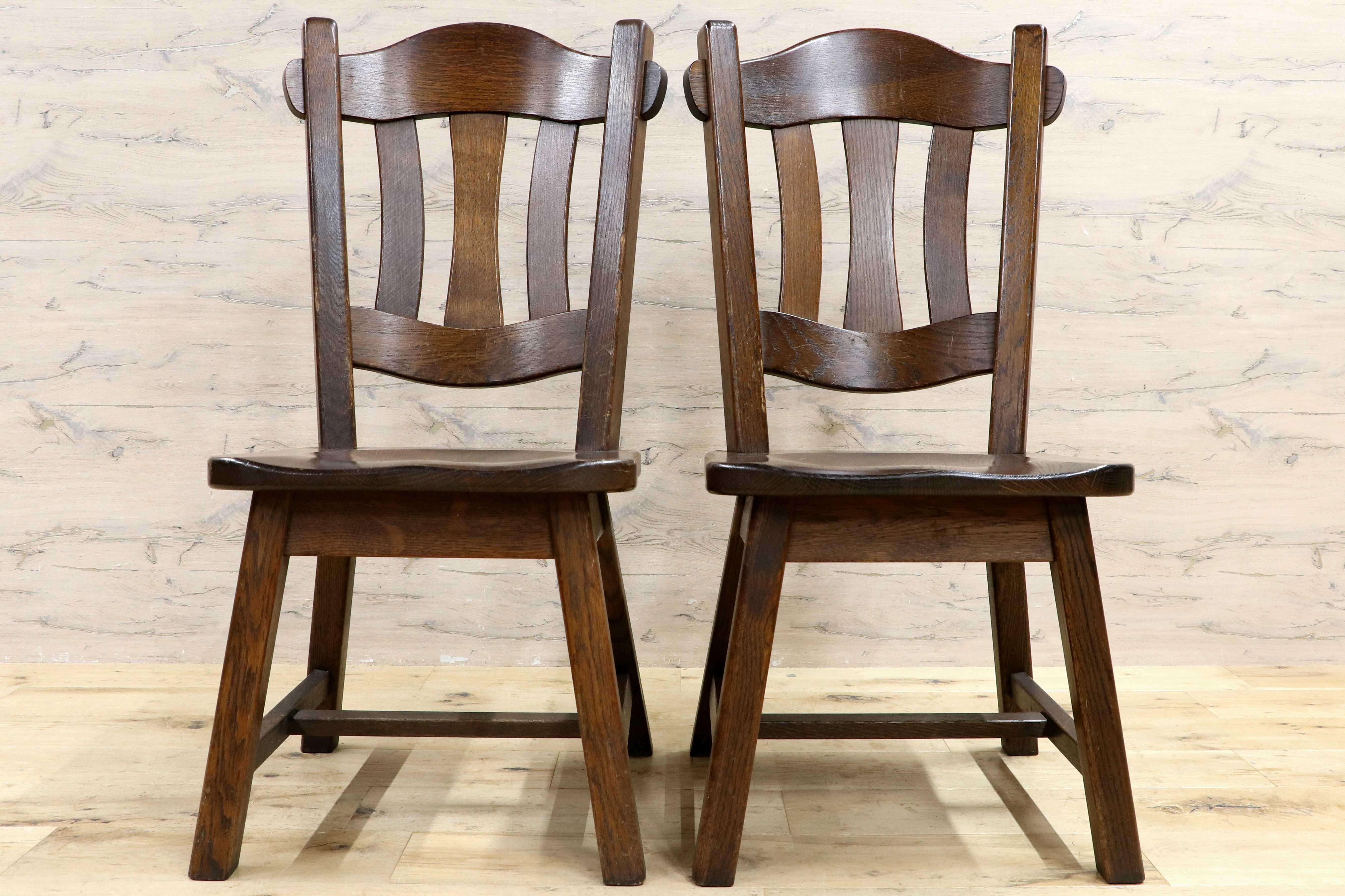 GMIK733B○起立木工 / KIRITSU MOKKO ダイニングチェア オランダ製 ダッチカントリー 椅子 オーク無垢材 アンティーク 2脚セット