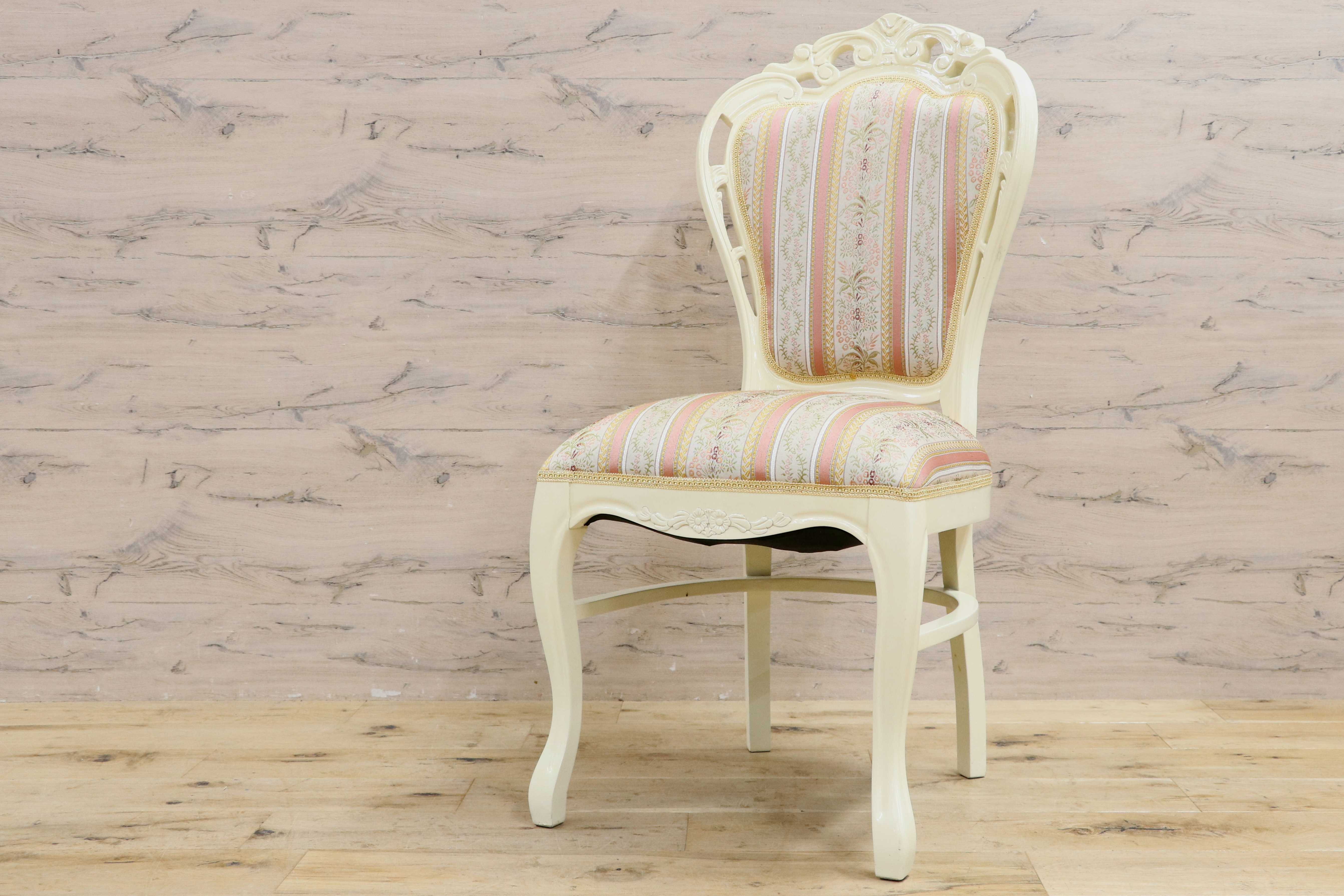 GMIS418L○ダイニングチェア アームレスチェア 椅子 木製 ファブリック ドレッサー 猫脚 ヨーロピアン ロココ アンティーク調