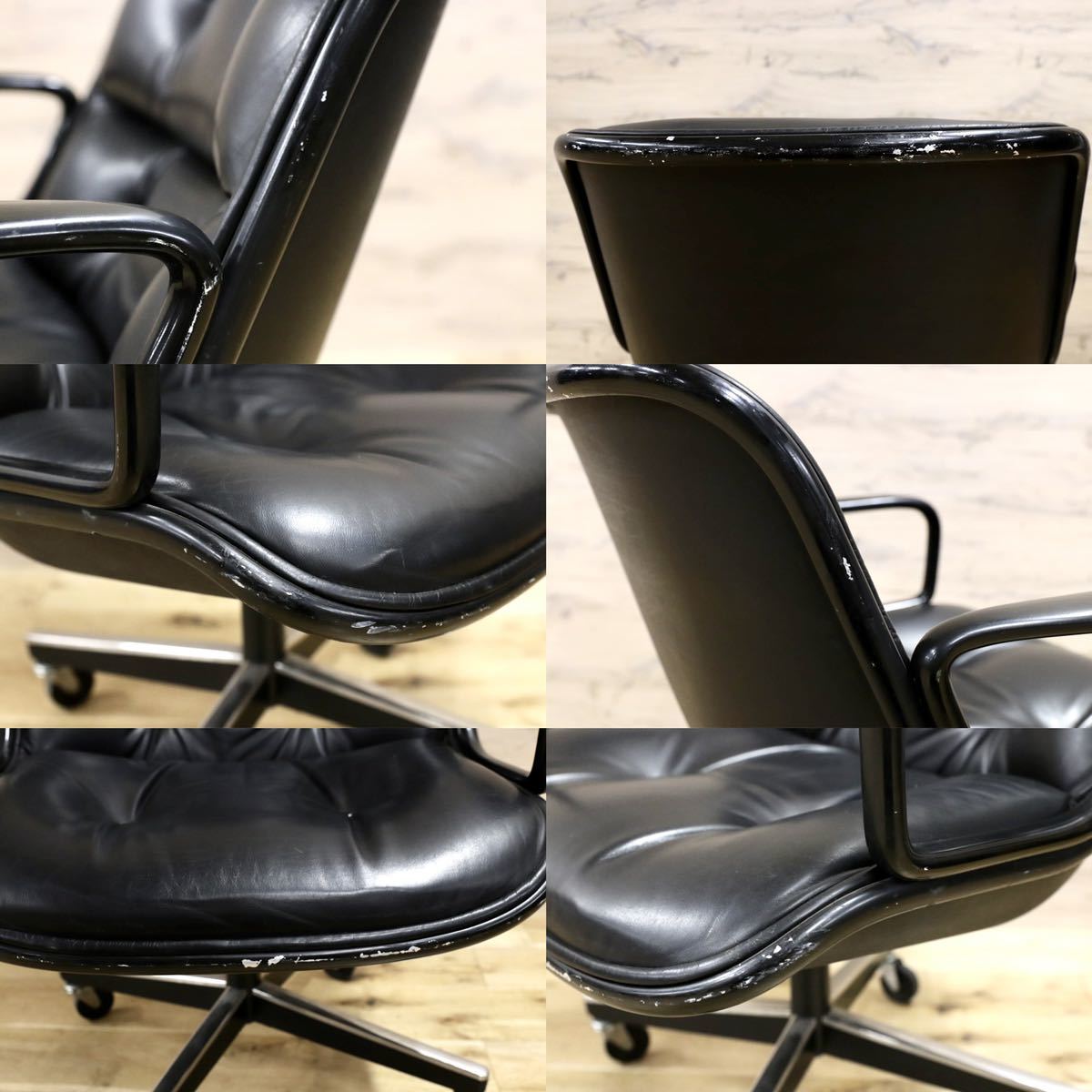 GMGN346E○knoll / ノール ポロックチェア デスクチェア アームチェア 椅子 革張り 本革 ミッドセンチュリー モダン 名作 ヴィンテージ