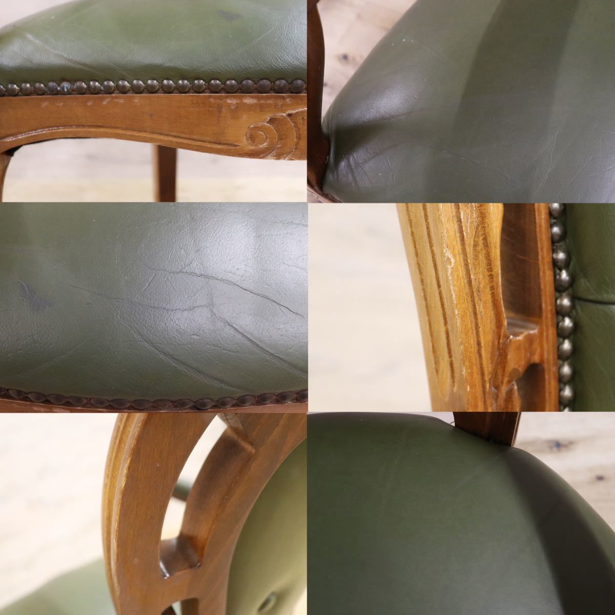 GMGK317B○イタリアヴィンテージ ヨーロピアン ヴェローナクラシック ダイニングチェア 革張り 猫脚 ヨーロッパ家具 アンティーク