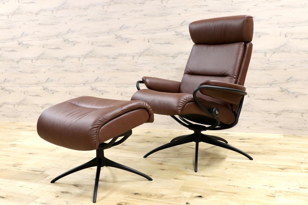 GMGF71○EKORNES / エコーネス ストレスレス トーキョー リクライニングチェア M 北欧 ノルウェー ブラウン 本革 定価約35.2万 展示品