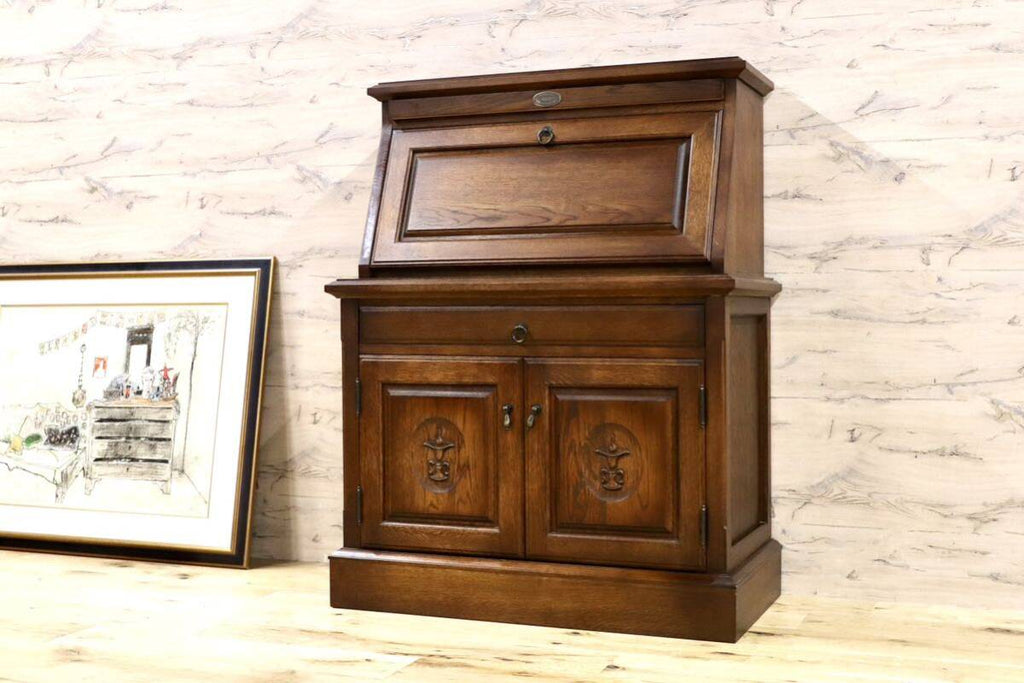 ライティングビューローデスク 民芸家具 メーカー不明 中古 凹ま 