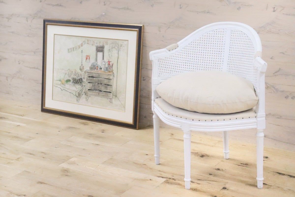 GMGT99A○シャビーシック ラウンジチェア ダイニングチェア クラシカル ファブリック フェザークッション 検）カントリーコーナー