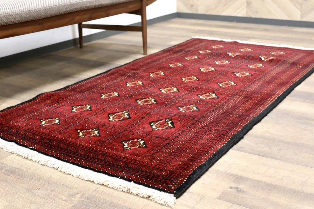 GMGO34○PERSIAN CARPET / ペルシャカーペット ペルシャ絨毯 手織り パネルデザイン トライバルラグ 70年代 ヴィンテージ デッドストック