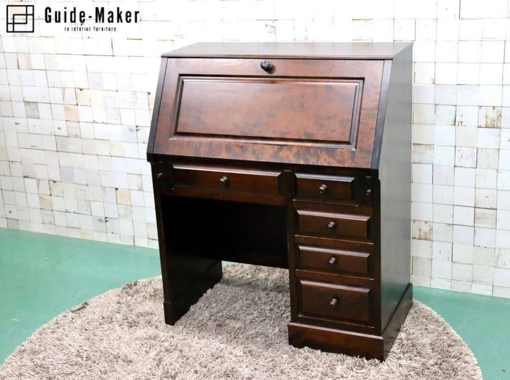 4CK28 北海道民芸家具 ライティングビューロー デスク 目覚め 学習机  