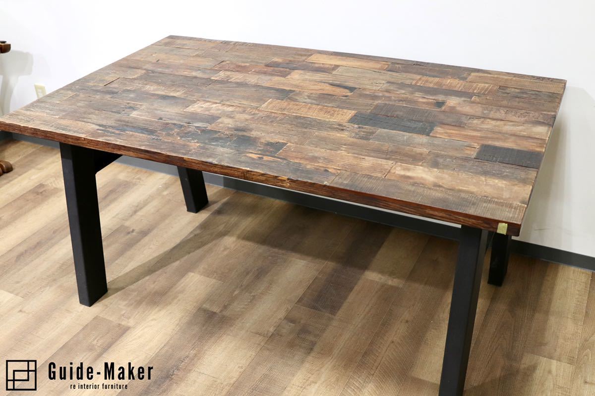 GMGN303○Dutchbone / ダッチボーン ダイニングテーブル 古材 スチール インダストリアル 工業系 無垢材 オランダ 家具 希少