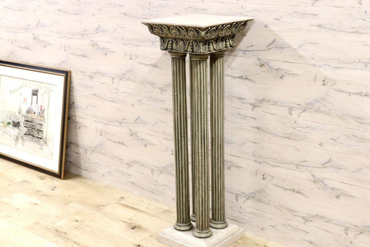 GMFK214B○西洋 ヨーロピアン クラシック オブジェ 玄関飾 置物 装飾柱 アンティーク 樹脂製 ローマ風