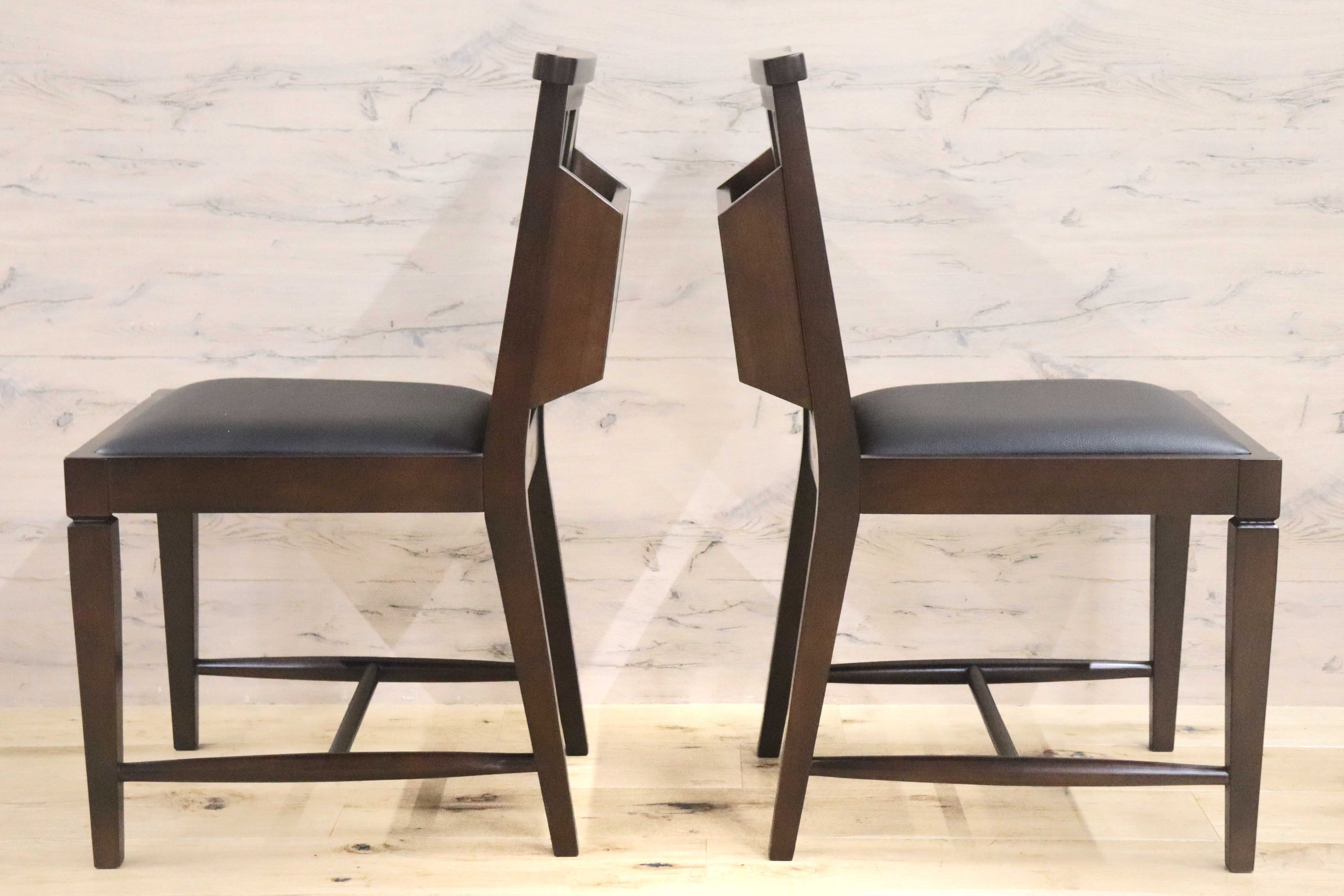 GMGN342Z○CHERRY FURNITURE / 桜屋工業 ダイニングチェア チャーチチェア マガジンラック 合皮 ダークブラウン 2脚セット モダン 未使用品
