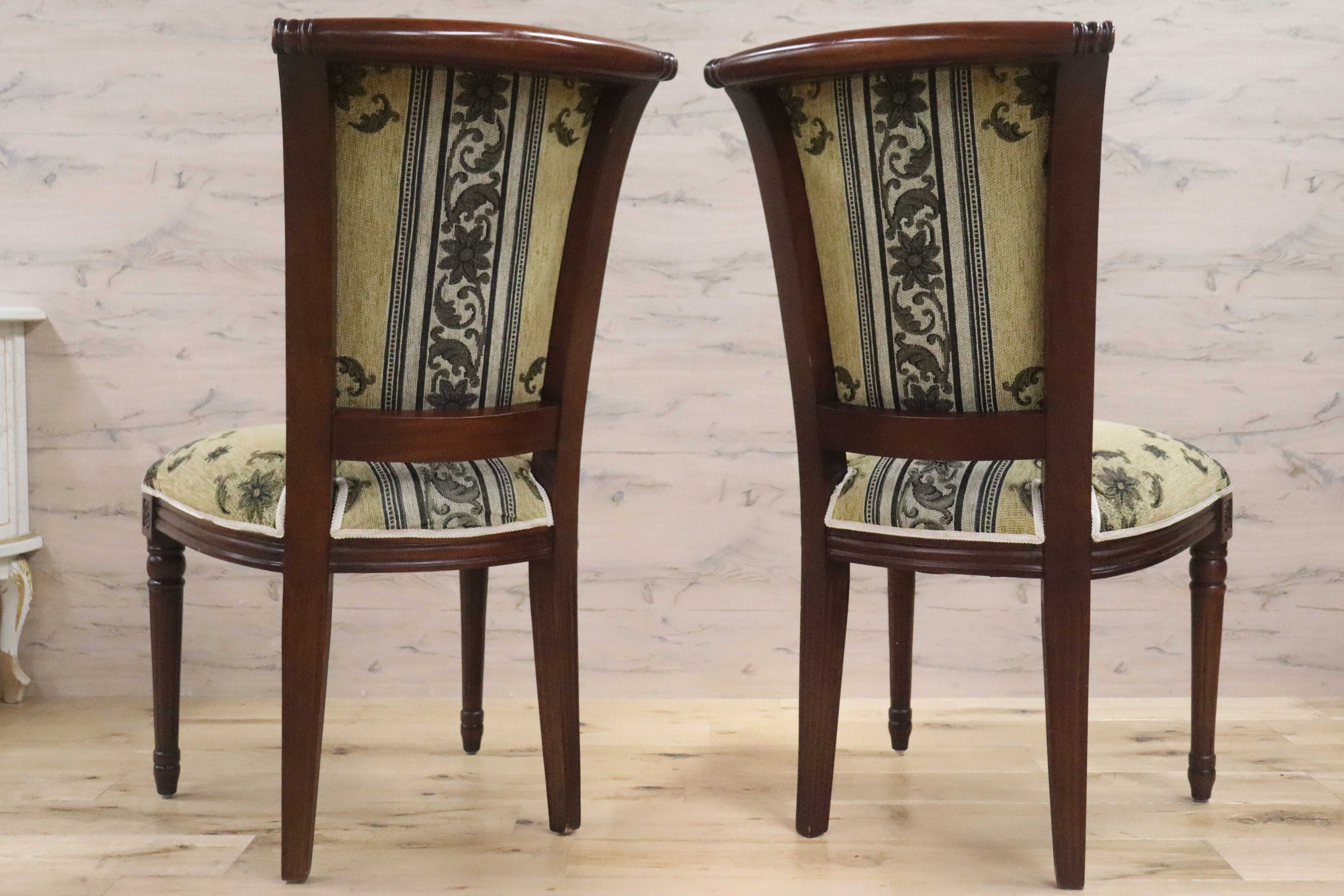 GMGN488A○イタリア製 ダイニングチェア アームレスチェア 椅子 マホガニー材 ファブリック 花柄 クラシック 西洋 ヨーロピアン 2脚セット