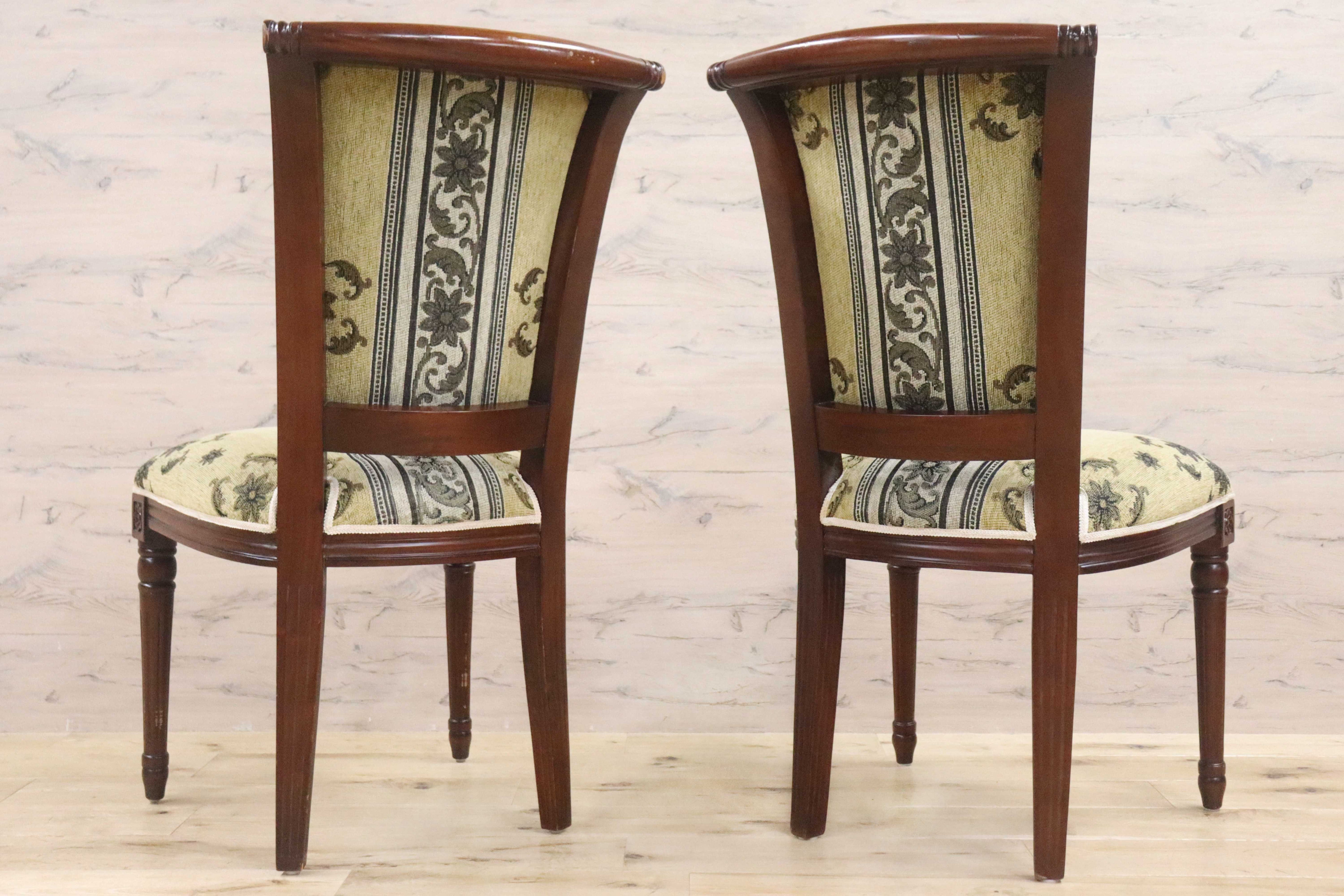 GMGN488D○イタリア製 ダイニングチェア アームレスチェア 椅子 マホガニー材 ファブリック 花柄 クラシック 西洋 ヨーロピアン 2脚セット