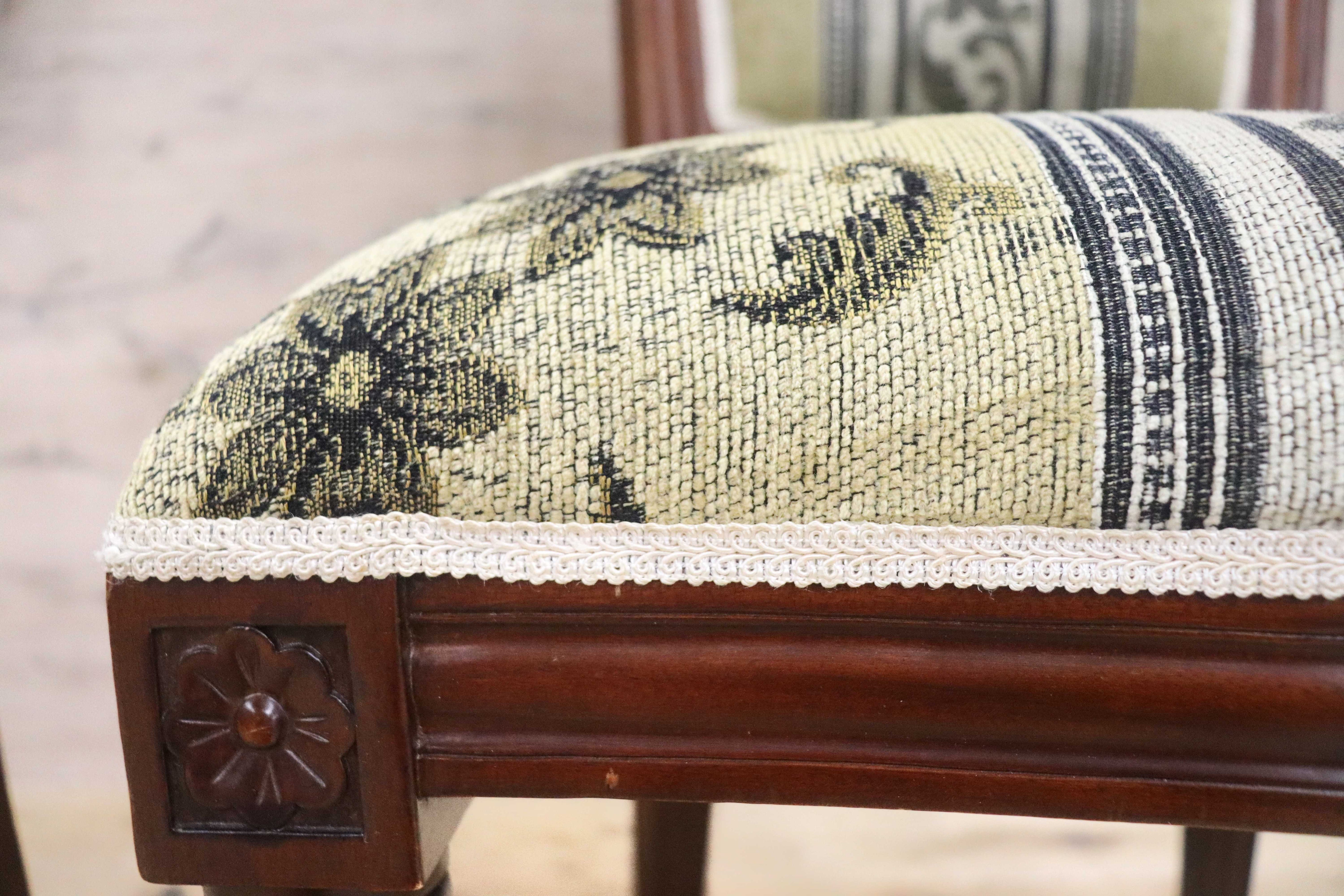 GMGN488H○イタリア製 ダイニングチェア アームレスチェア 椅子 マホガニー材 ファブリック 花柄 クラシック 西洋 ヨーロピアン 2脚セット