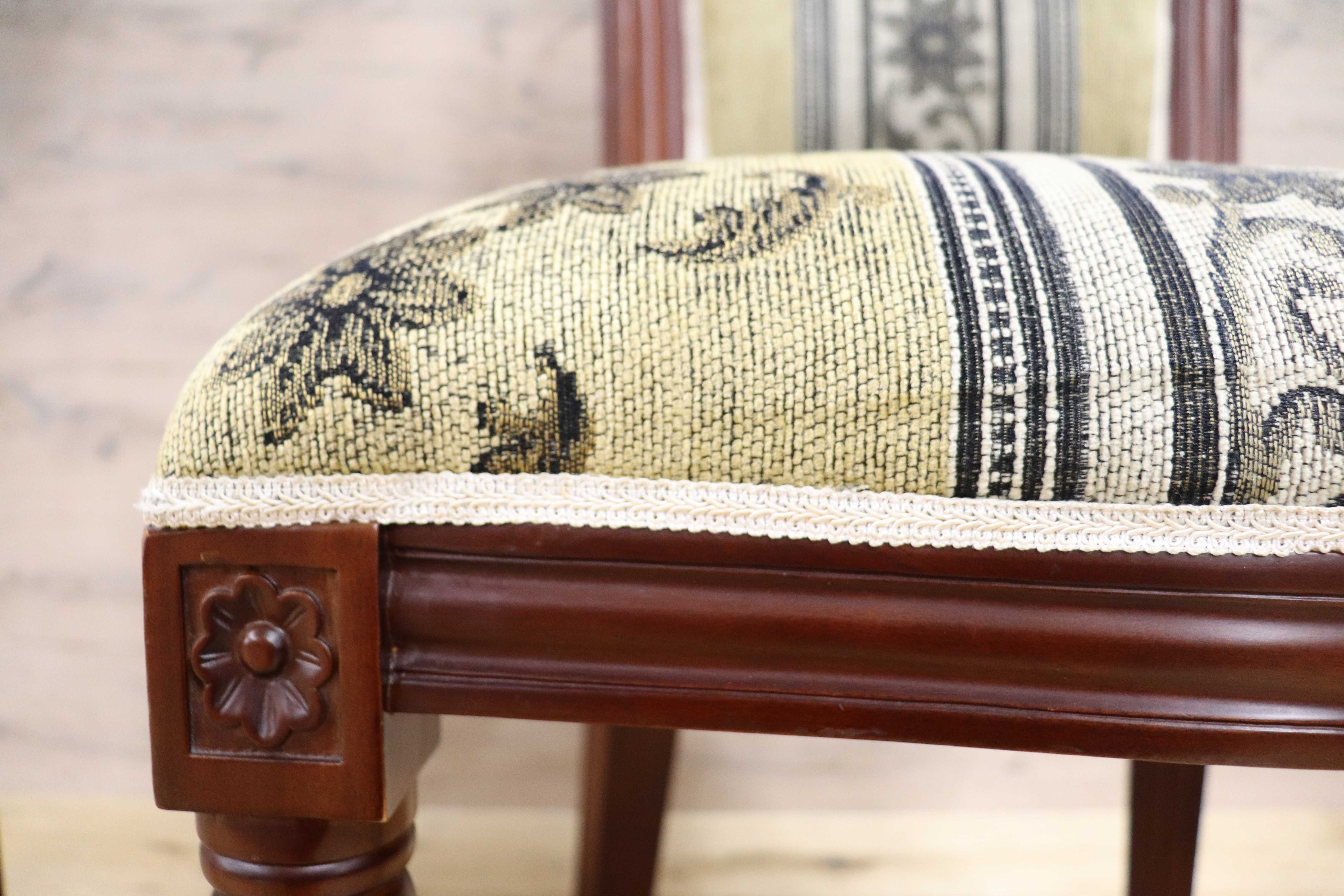 GMGN488V○イタリア製 ダイニングチェア アームレスチェア 椅子 マホガニー材 ファブリック 花柄 クラシック 西洋 ヨーロピアン 2脚セット