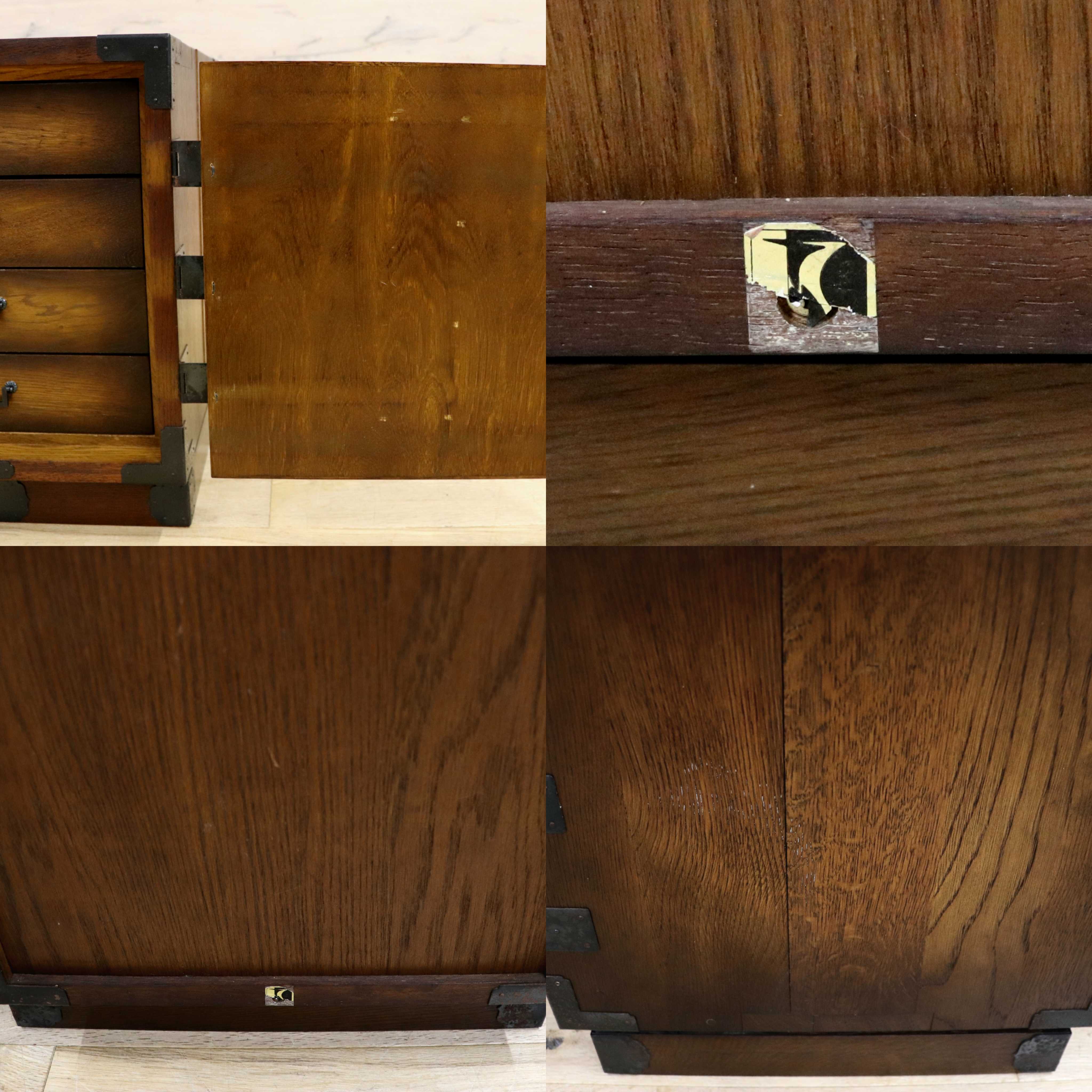 GMIH85A○飛騨産業 / HIDA キツツキ 小箪笥 小引き出し 金庫型 収納箱 ナラ材 無垢 4杯 アンティーク