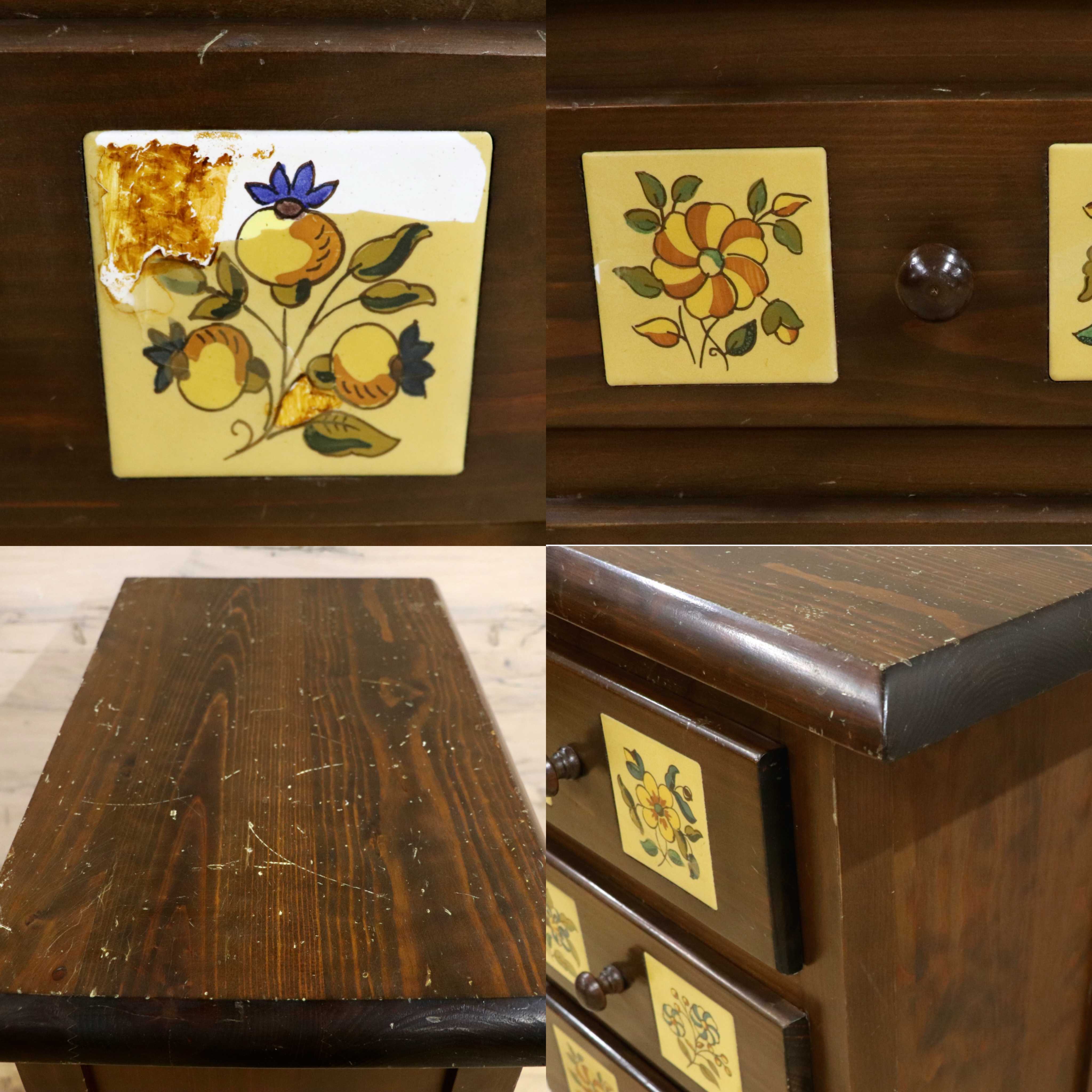 GMIH18○バレンシア家具 スペイン製 タイルチェスト 4段チェスト チェスト 飾り棚 整理箪笥 収納家具 カントリー 希少