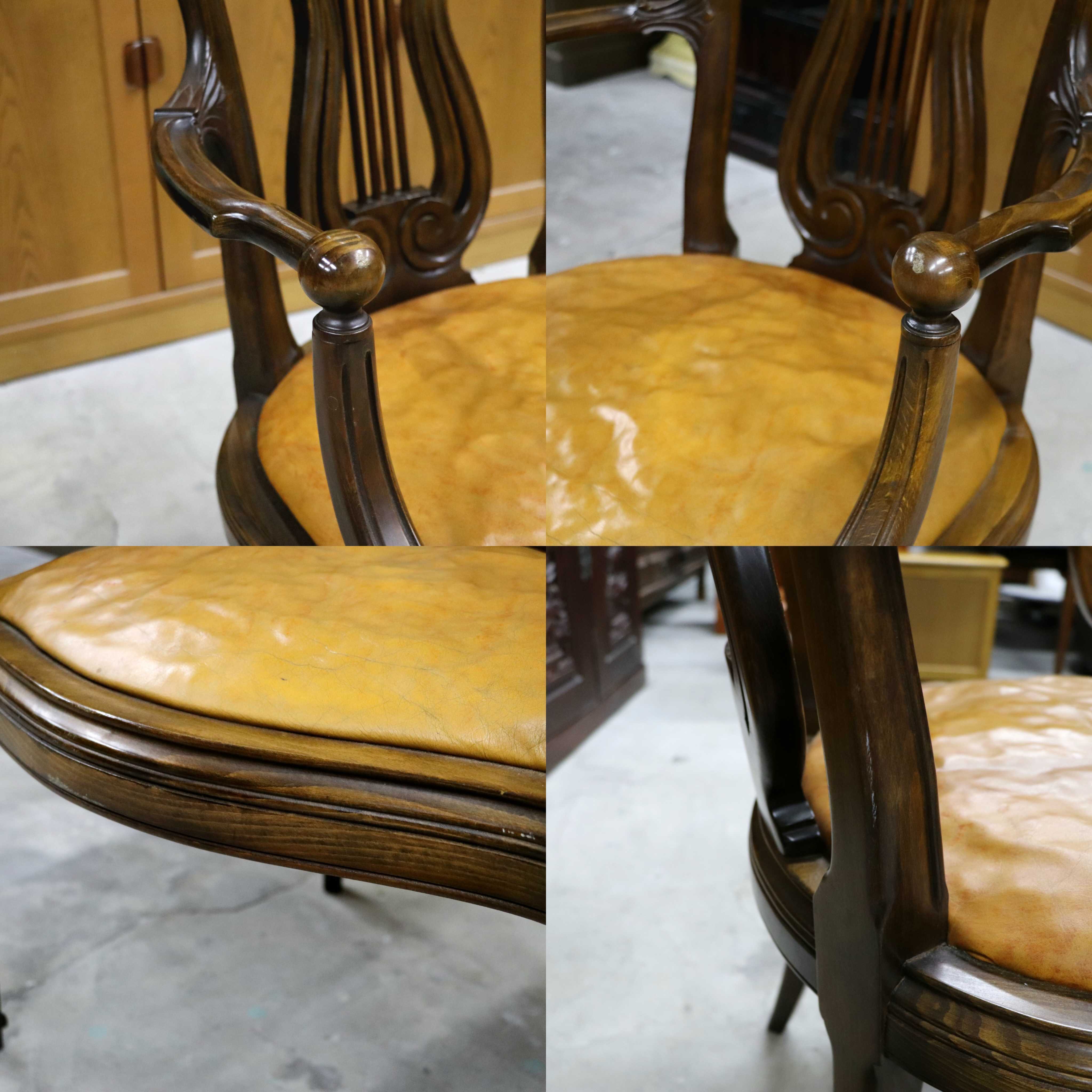 GMIO291○英国アンティーク アームチェア ダイニングチェア 食卓椅子 木製 レザー クラシック ヨーロピアン 輸入家具