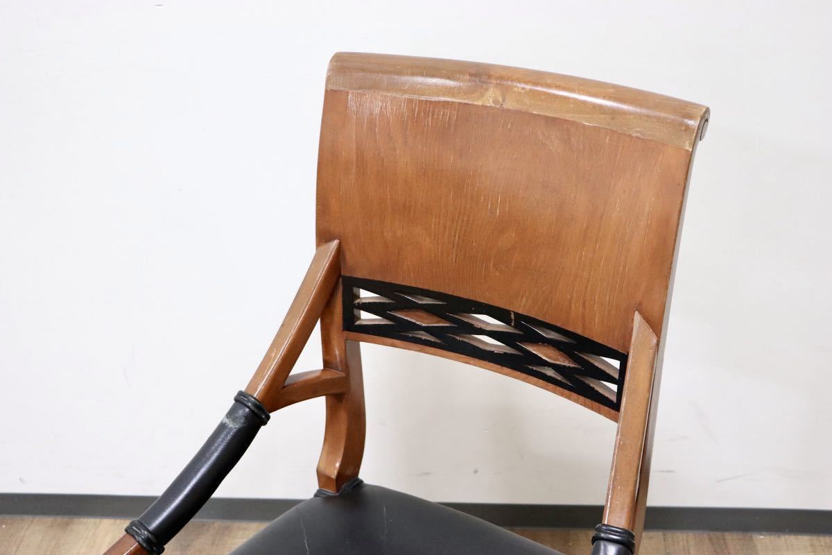 GMGN162G○イタリア製 クラシック モダン ダイニングチェア 椅子 セミアームチェア サロン チェア 本革 モダン 西洋 アール・ヌーヴォー