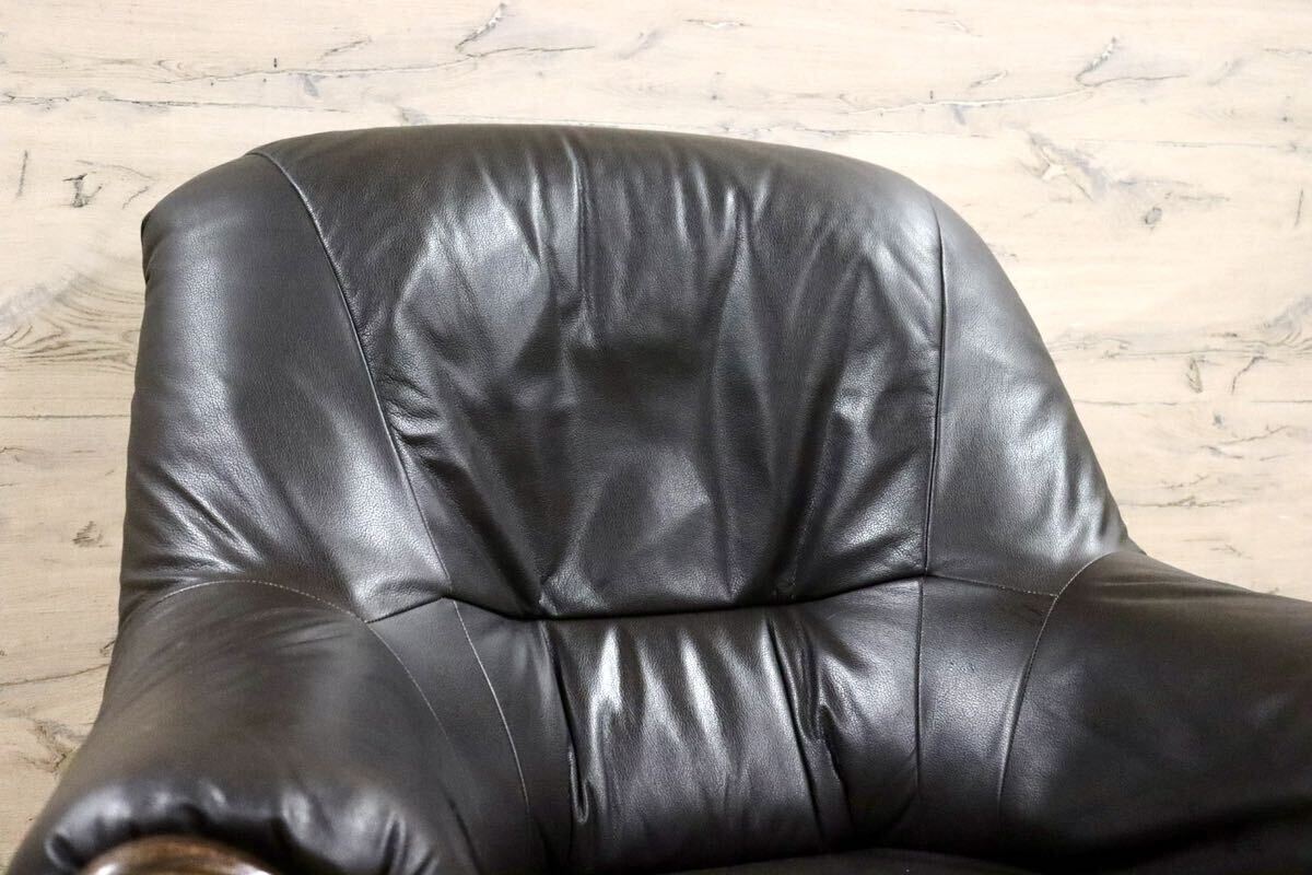 GMHH125B○オランダ製 ダッチカントリー 1人掛けソファ シングルソファ 本革 オーク材 クラシック ヴィンテージ 応接 リビング 約35万