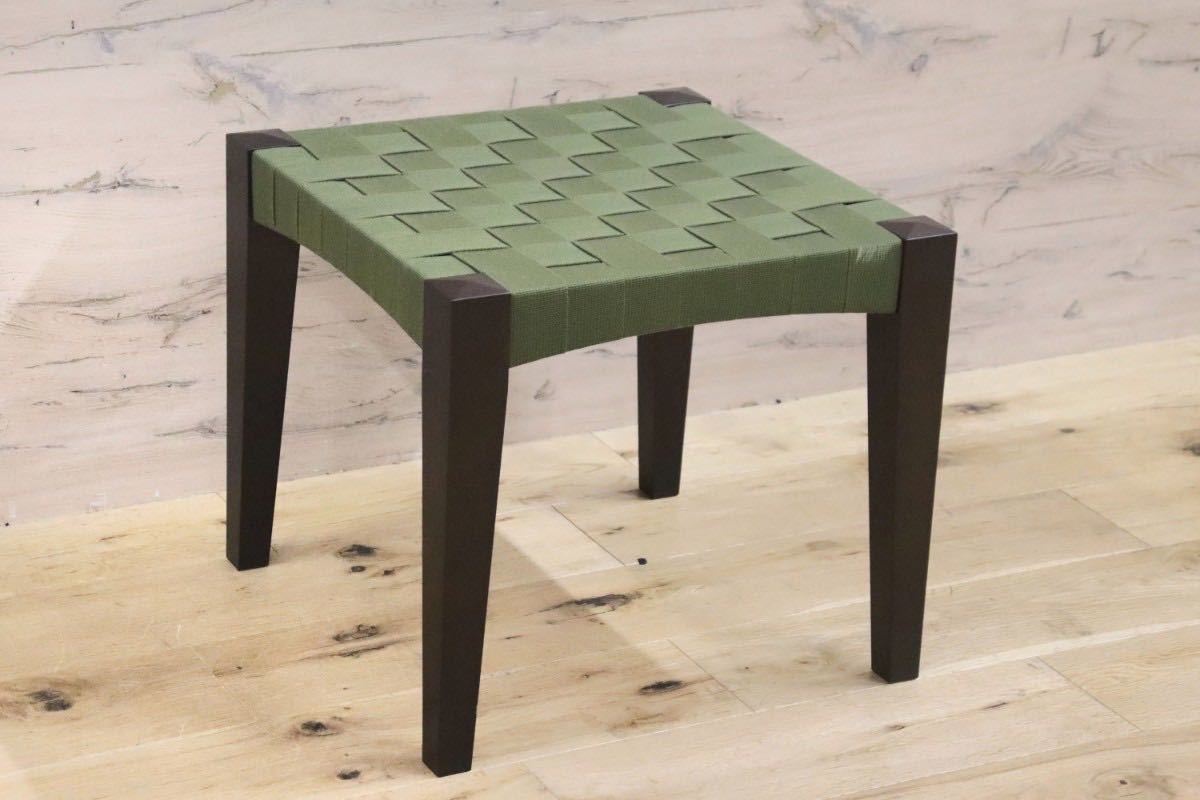GMGH256B○北欧スタイル スツール 椅子 格子状 ウェーピング ファブリック モスグリーン モダン 展示品