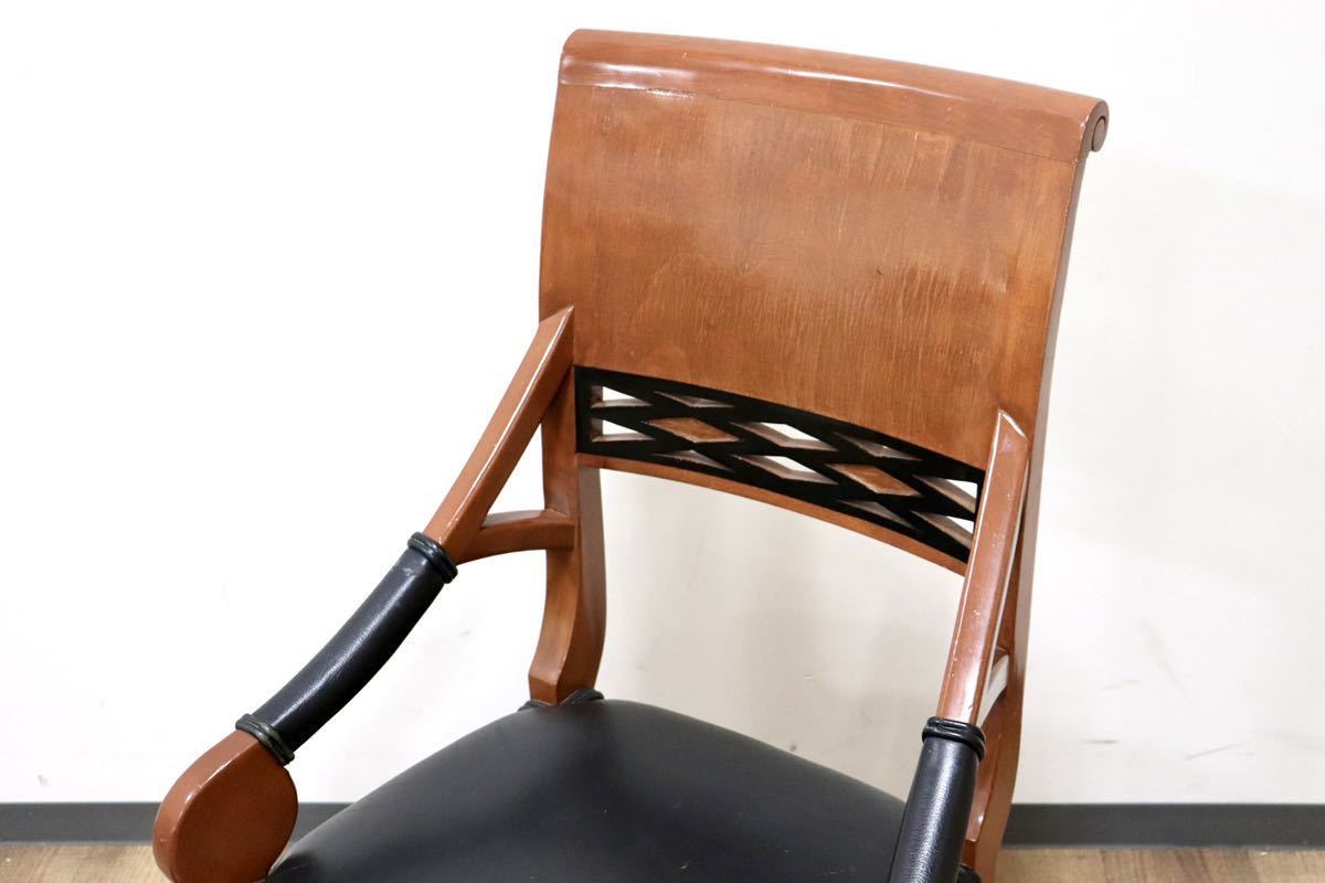 GMGN162F○イタリア製 クラシック モダン ダイニングチェア 椅子 セミアームチェア サロン チェア 本革 モダン 西洋 アール・ヌーヴォー