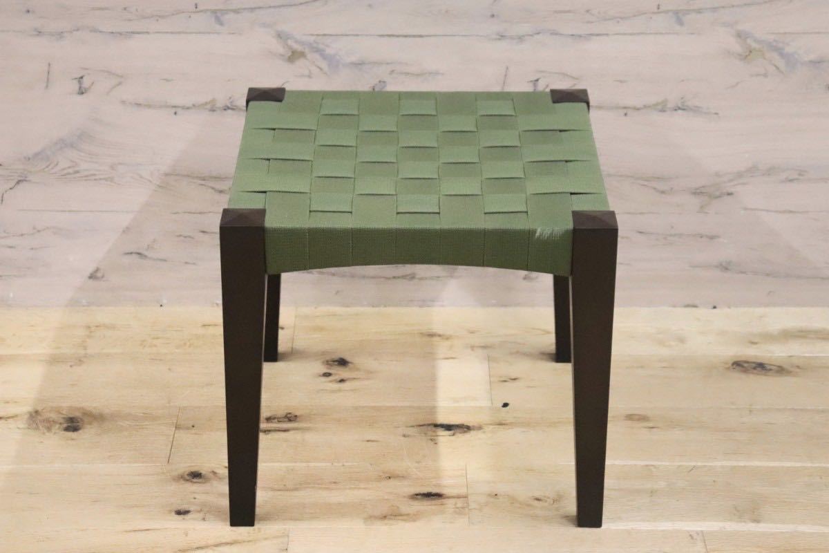 GMGH256B○北欧スタイル スツール 椅子 格子状 ウェーピング ファブリック モスグリーン モダン 展示品