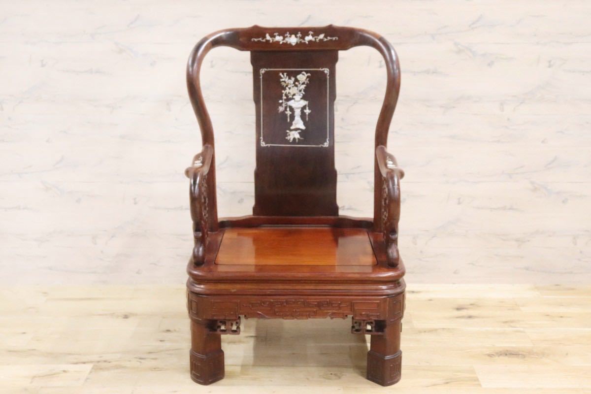 【貴重・豪華】中国美術 唐木 花梨材 アンティーク ヴィンテージ 唐木椅子