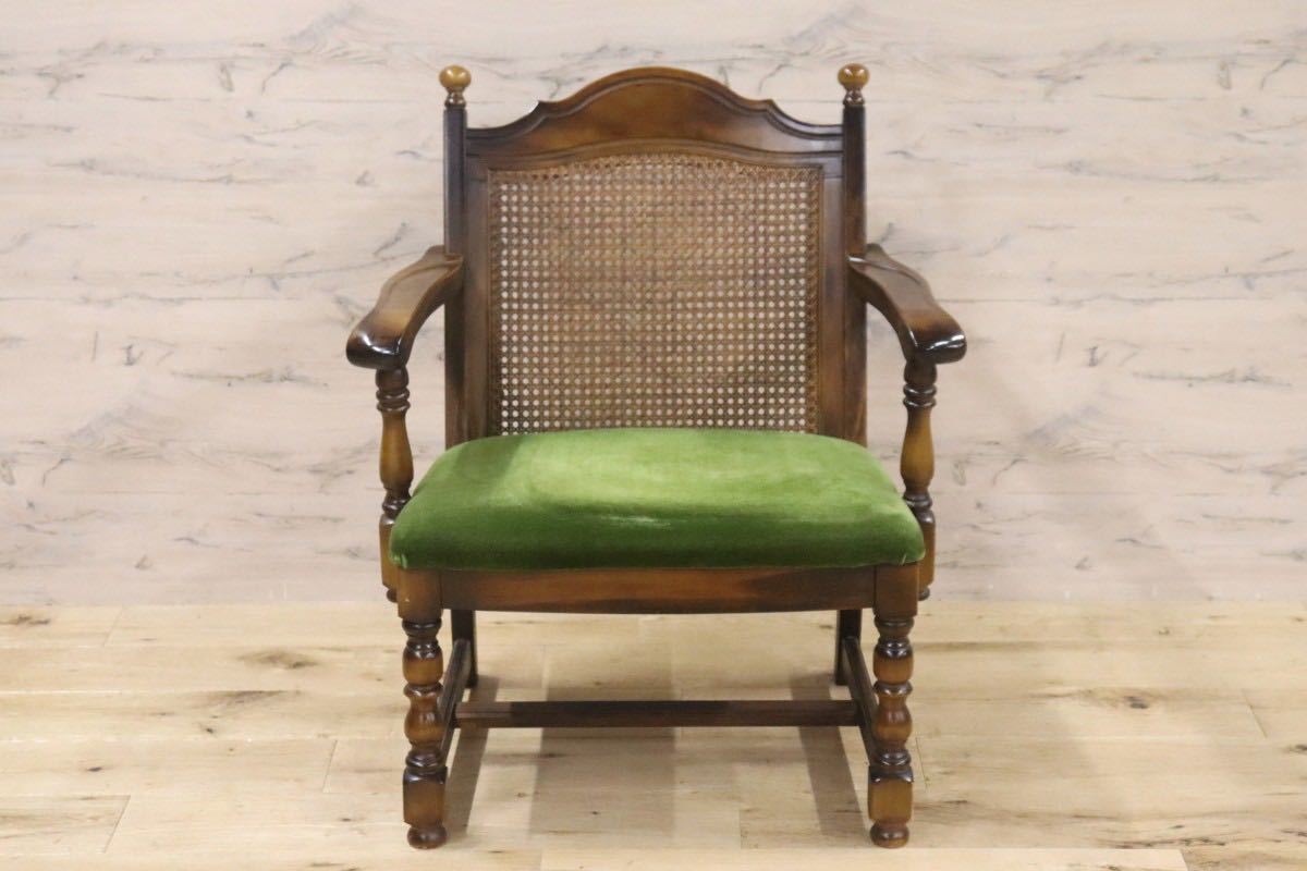 GMGN356B○karimoku / カリモク オールドカリモク コロニアル ラウンジチェア 椅子 シングルソファ ファブリック ベロア 木製フレーム