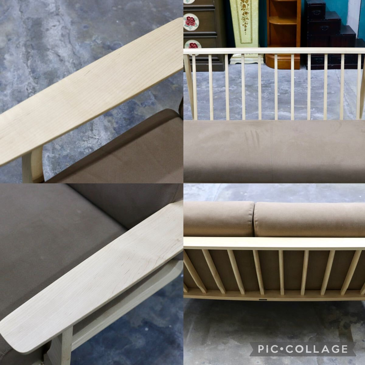 GMIK704○karimoku / カリモク WU6162 2人掛けソファ ラブソファ ピュアメープル 布張り 長椅子 国産家具 約37万 展示品