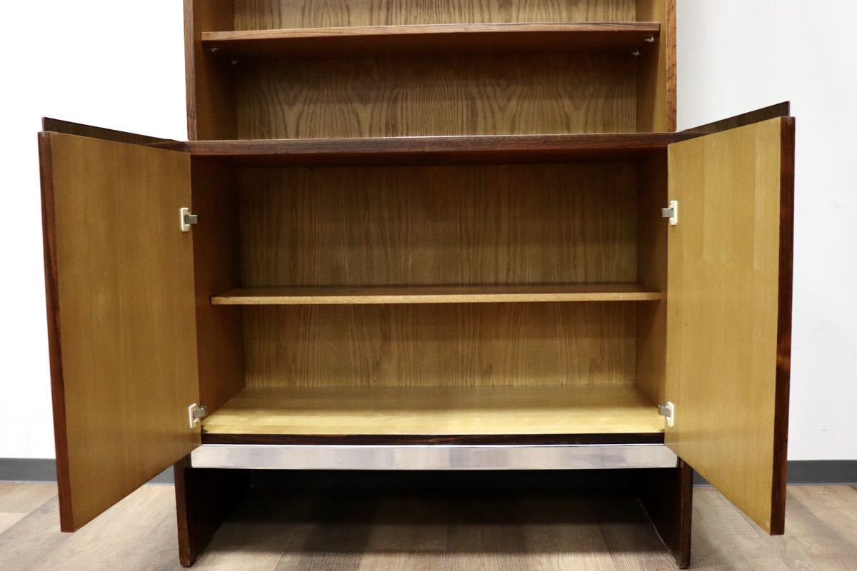 GMGK174○北欧 ヴィンテージ キャビネット 飾り棚 書棚 本棚 ブックシェルフ 収納家具 店舗什器 ディスプレイラック ローズウッド 希少