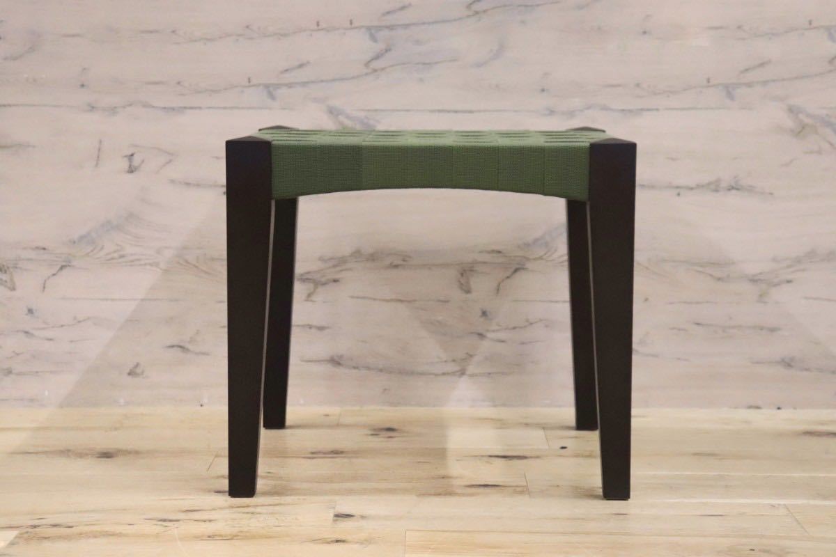GMGH256A○北欧スタイル スツール 椅子 格子状 ウェーピング ファブリック モスグリーン モダン 展示品