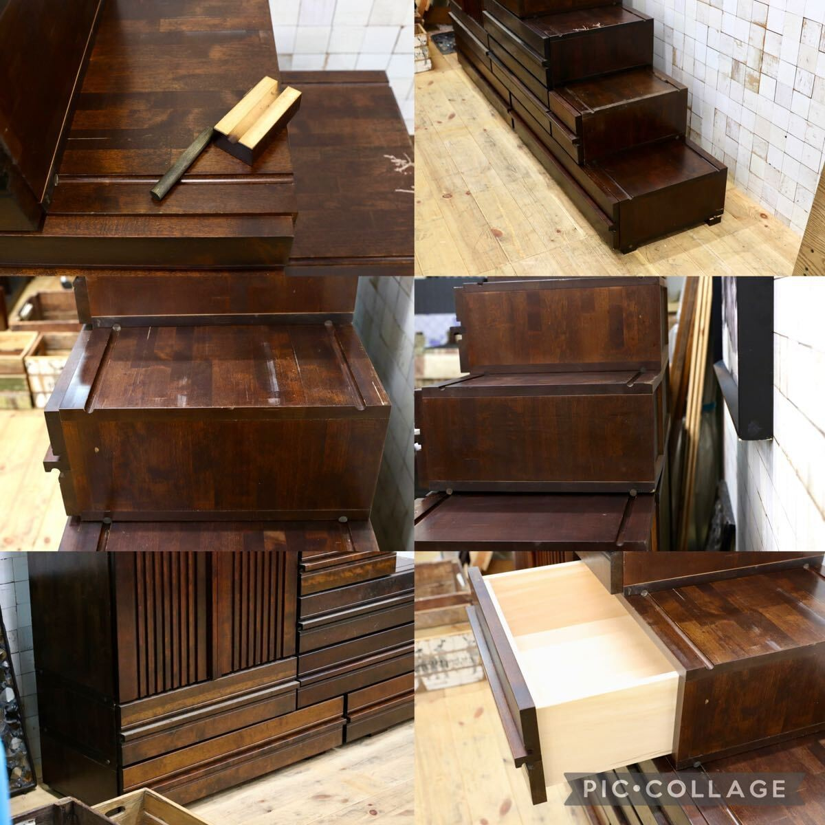 GMIH268○最高級 特注 民芸家具 階段箪笥 ミズメザクラ 和製アンティーク 組み合わせ自由 整理箪笥 検）星野民芸 九州民芸 松本民芸家具