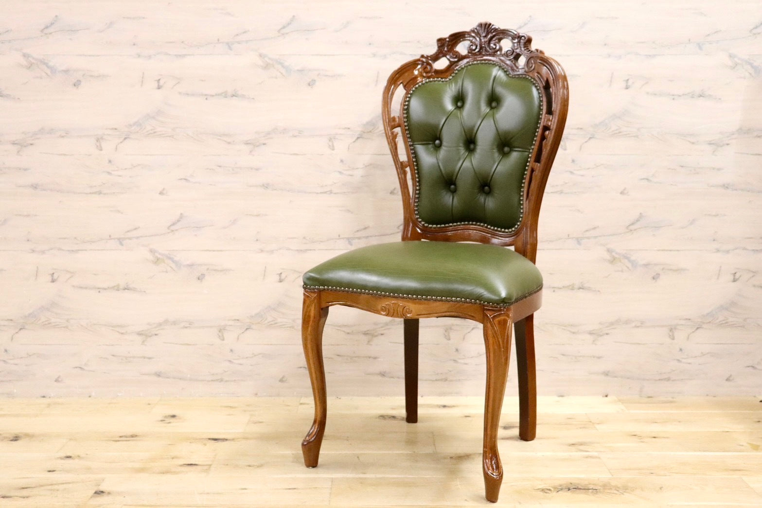 GMHH164E○イタリア ヴィンテージ ヨーロピアン ヴェローナクラシック ダイニングチェア 革張り 猫脚 ヨーロッパ家具 アンティーク