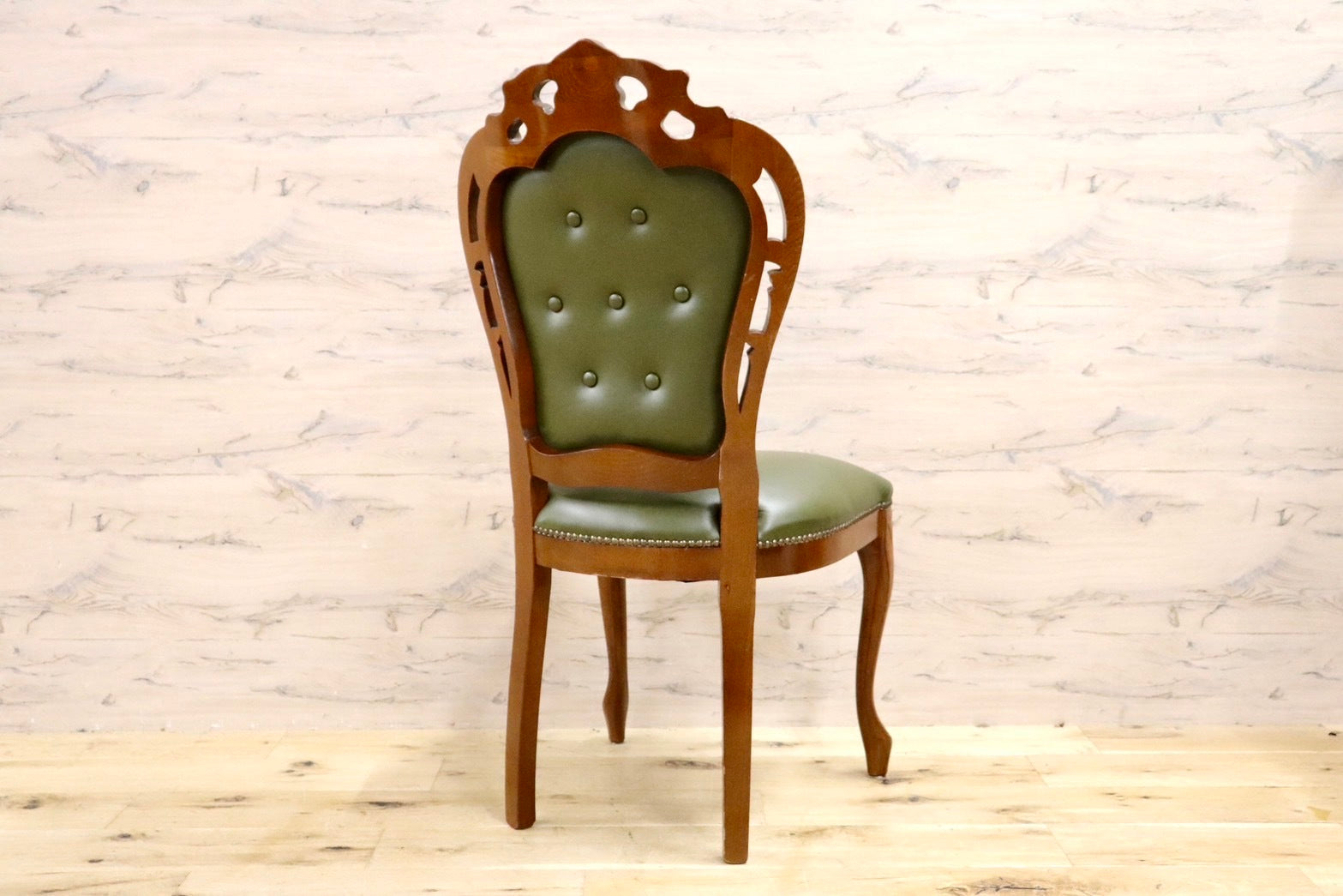 GMHH164E○イタリア ヴィンテージ ヨーロピアン ヴェローナクラシック ダイニングチェア 革張り 猫脚 ヨーロッパ家具 アンティーク