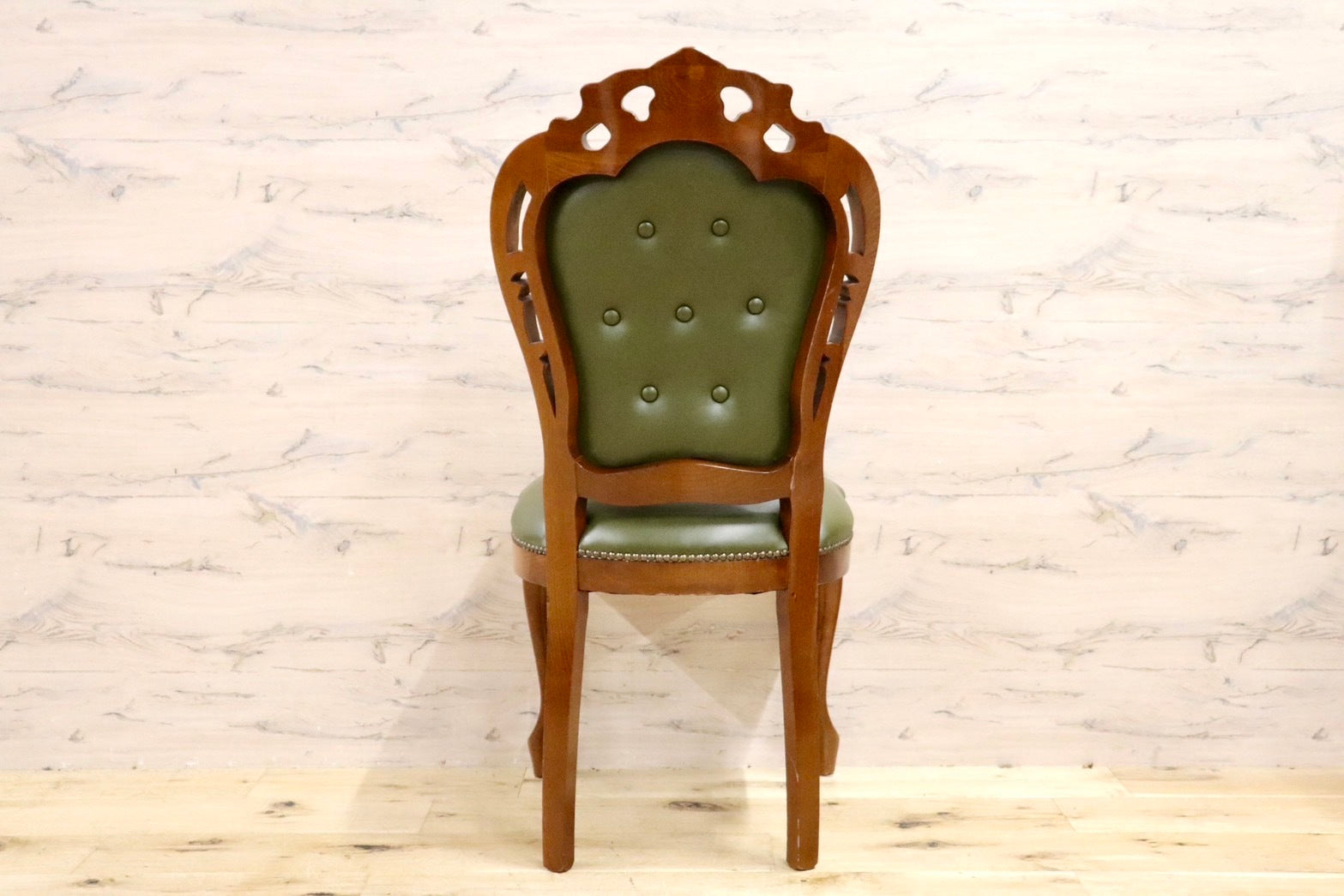 GMHH164E○イタリア ヴィンテージ ヨーロピアン ヴェローナクラシック ダイニングチェア 革張り 猫脚 ヨーロッパ家具 アンティーク