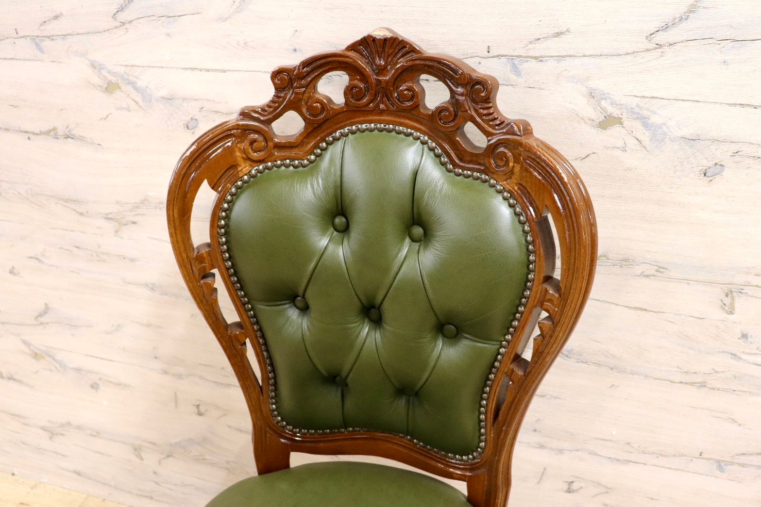 GMHH164E○イタリア ヴィンテージ ヨーロピアン ヴェローナクラシック ダイニングチェア 革張り 猫脚 ヨーロッパ家具 アンティーク