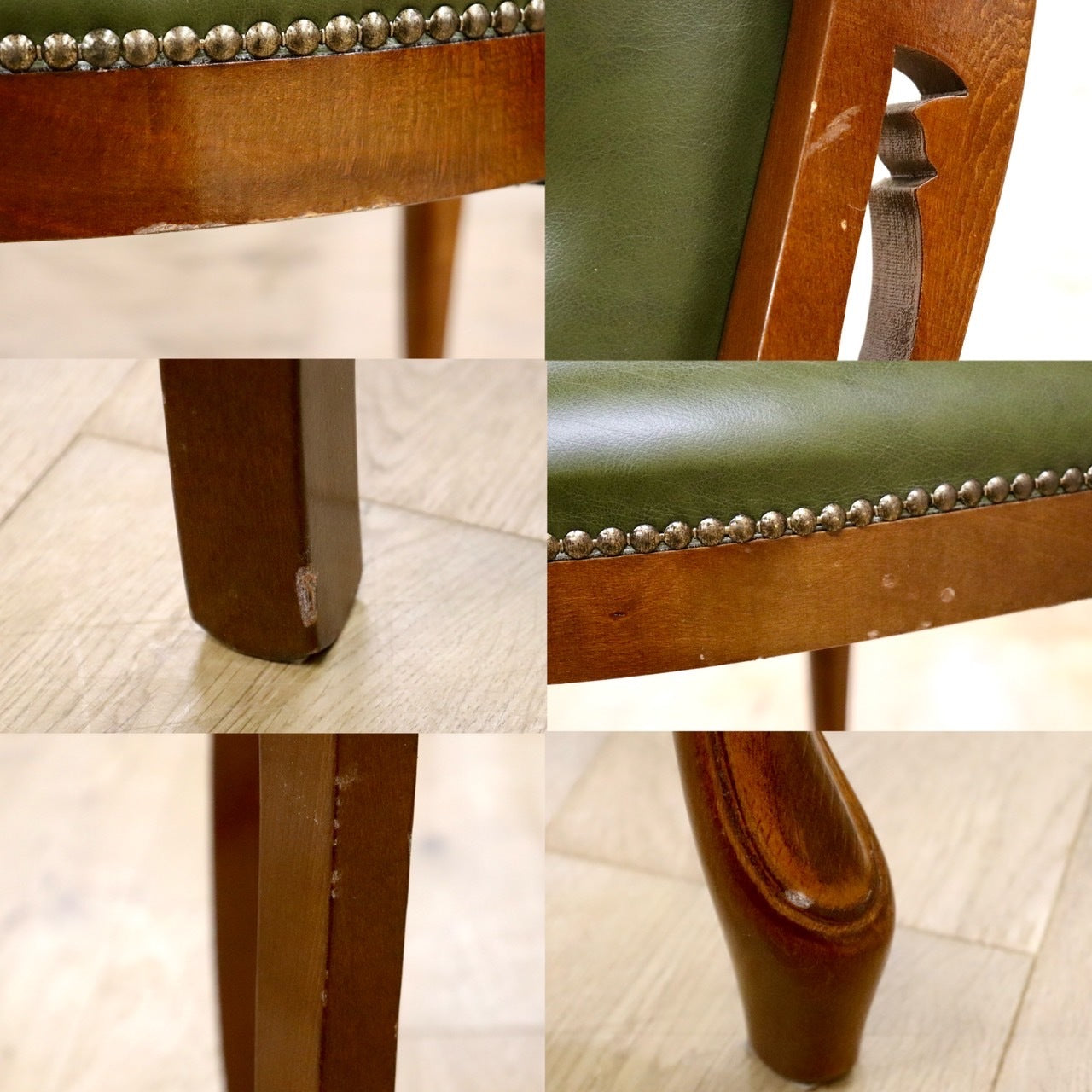 GMHH164E○イタリア ヴィンテージ ヨーロピアン ヴェローナクラシック ダイニングチェア 革張り 猫脚 ヨーロッパ家具 アンティーク