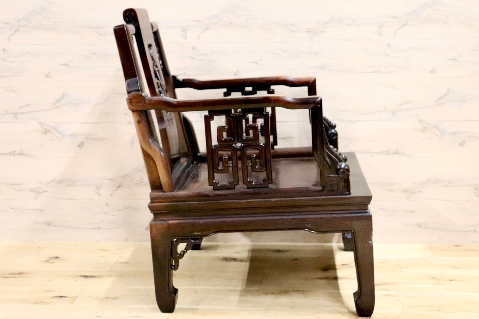 GMHS297N○中国美術 唐木家具 アームチェア 椅子 無垢材 民藝 最高級 ヴィンテージ アンティーク アジアン