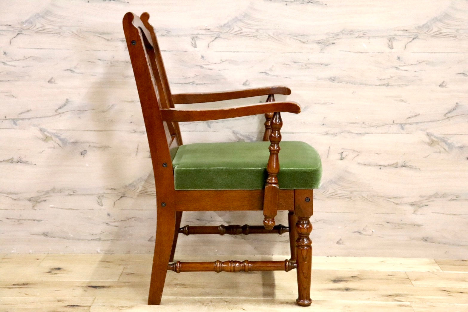 GMHS366B○三越ブルージュ Brugge ダイニングチェア 食卓椅子 アームチェア ヨーロピアン クラシック 英国カントリー モケットグリーン